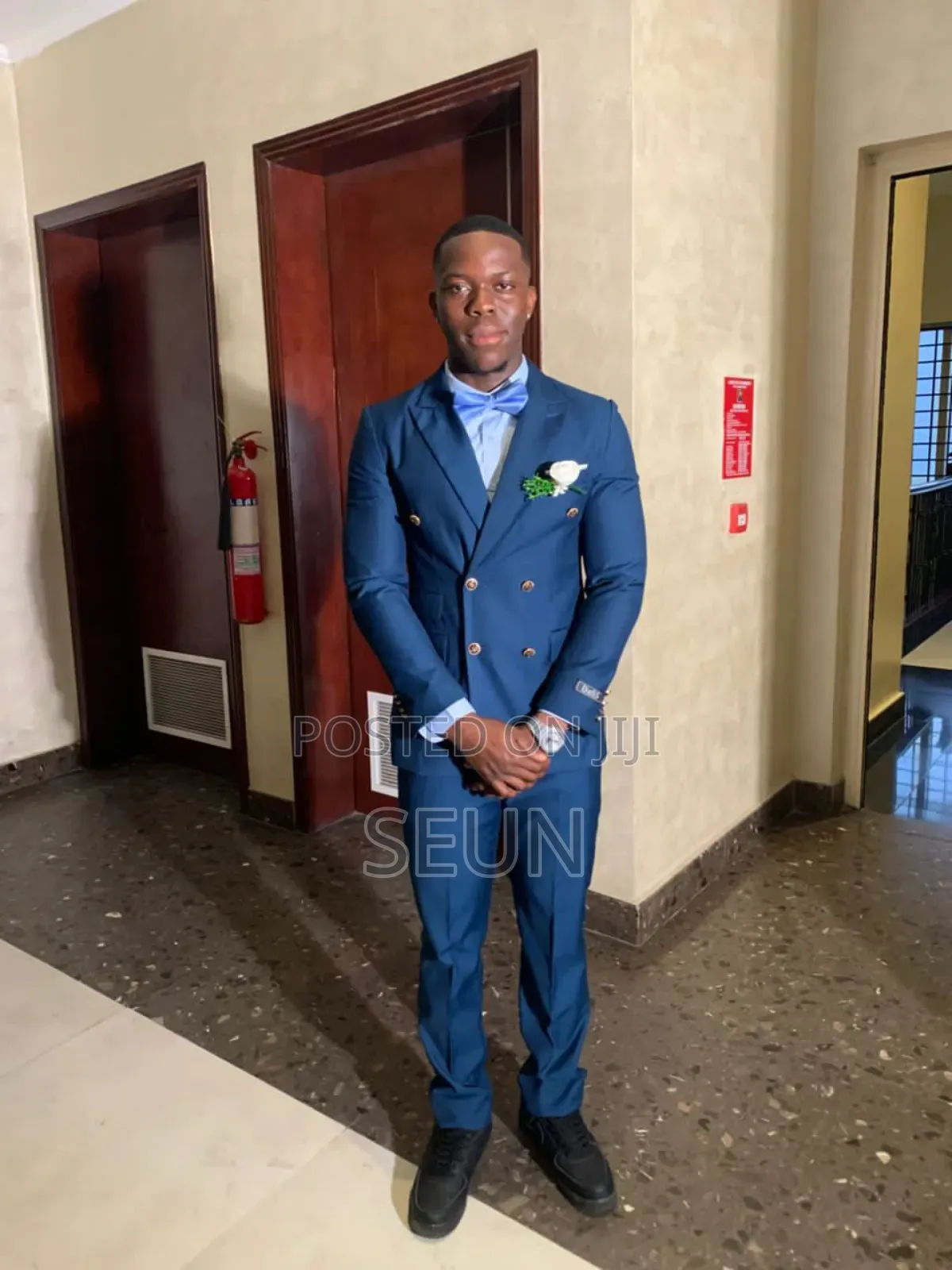 Double Breasted Men Suit (Blue and Carton) for Rent