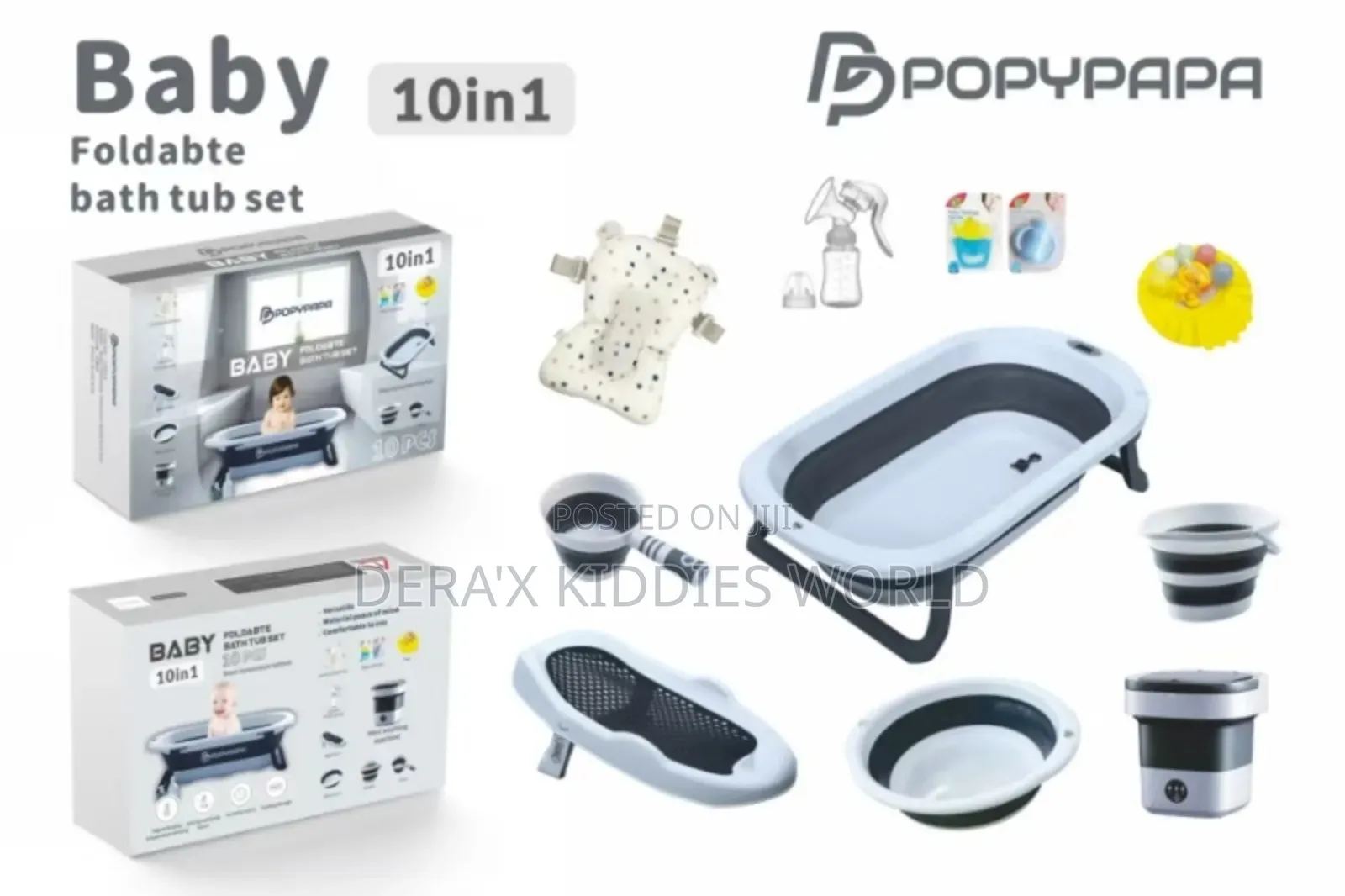 Popypapa Foldable 10 in 1 Baby Bath Tub Set