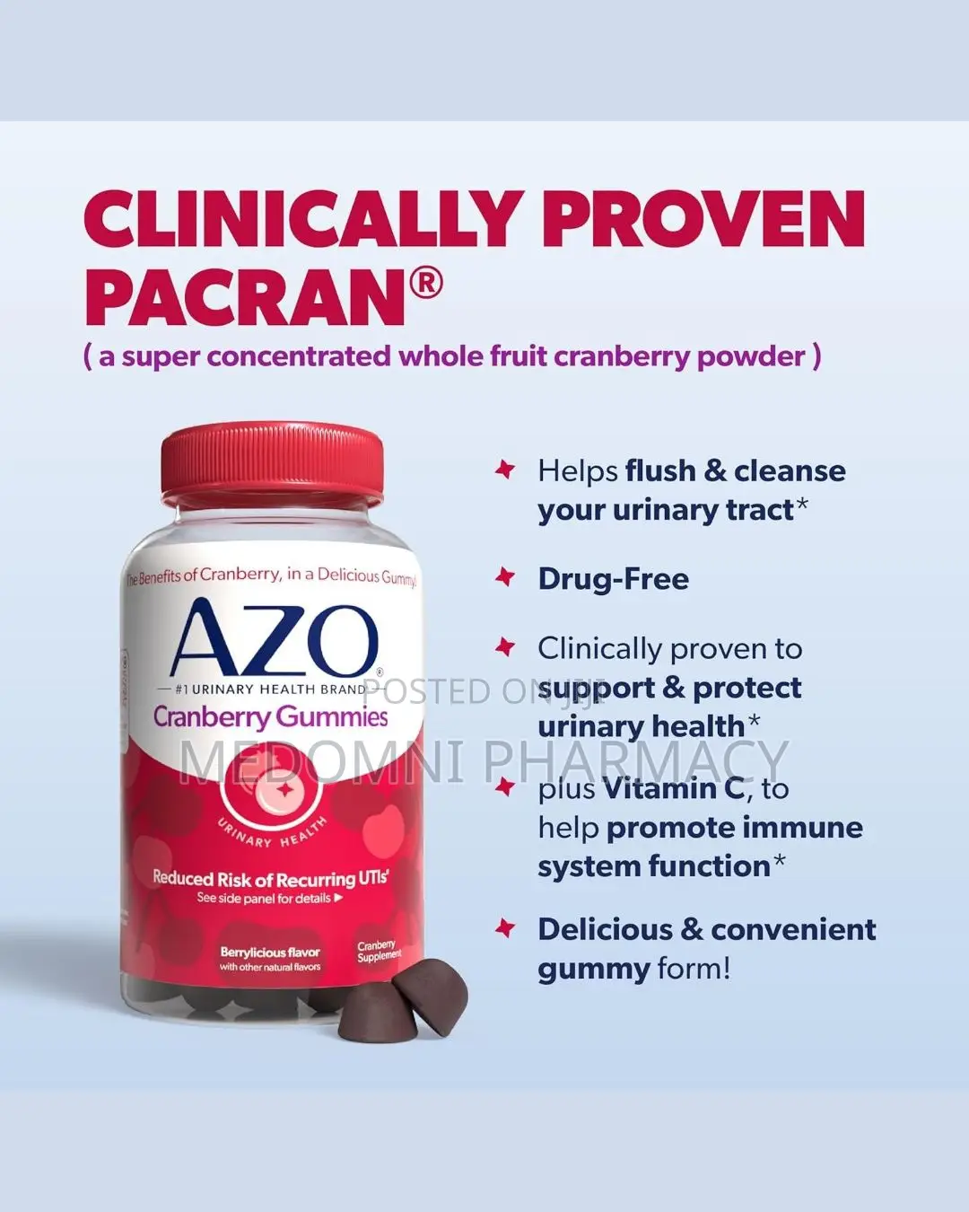 Azo Cranberry Gummies – Urinary Tract Health (40 Gummies)