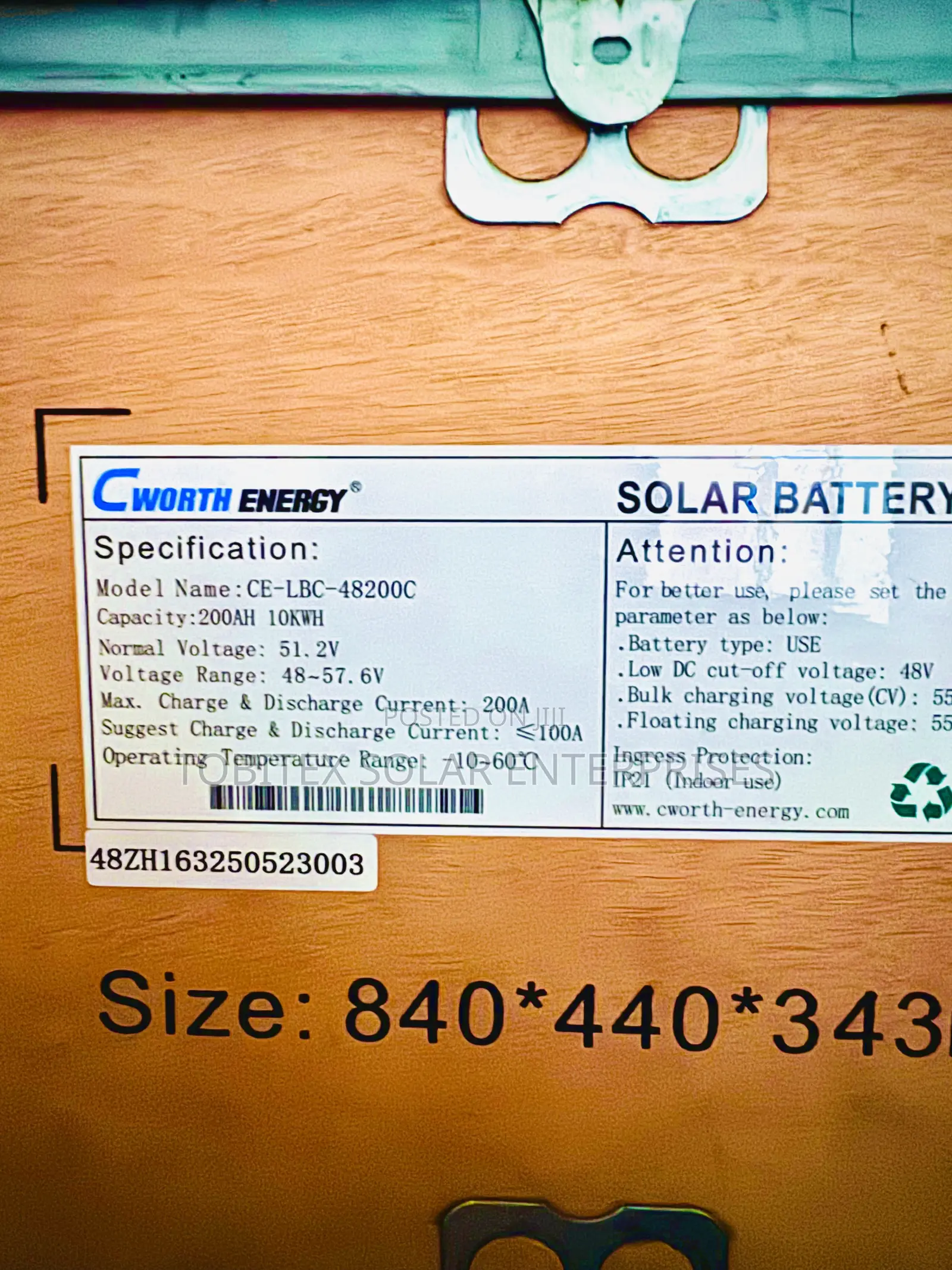 10kwh Cworth Lithium Ion Battery
