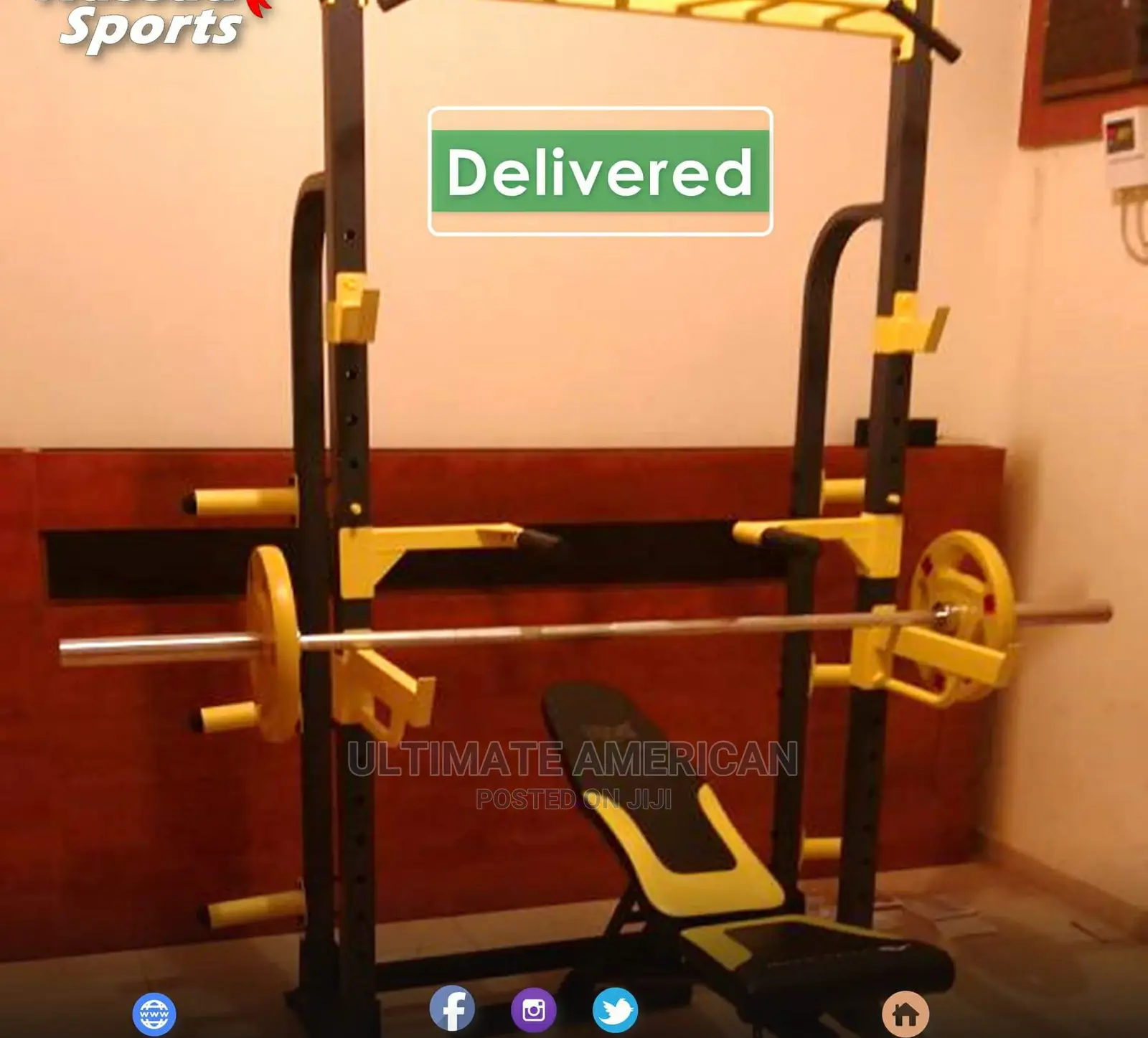 Squat Rack and Adjustable Bench With Barbell