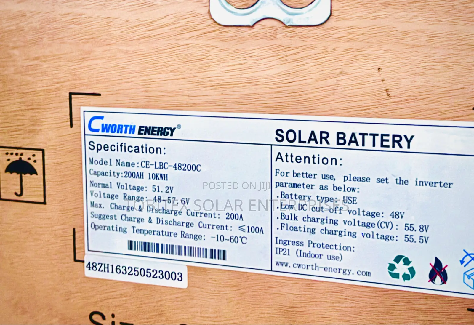 10kilowatts Cworth Lithium Ion Batteries