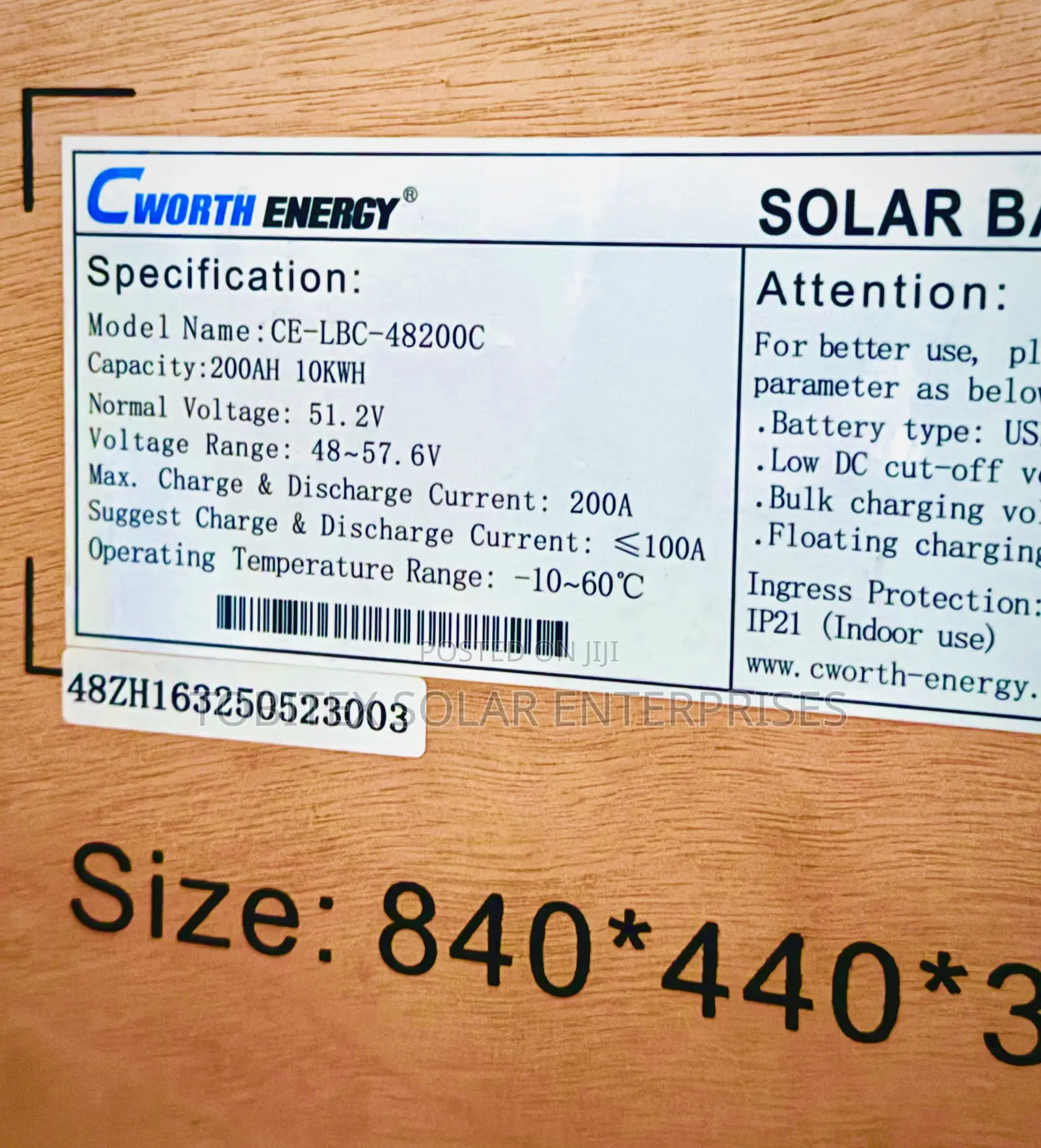 Cworth Lithium Ion Batteries 200ah 10kwh