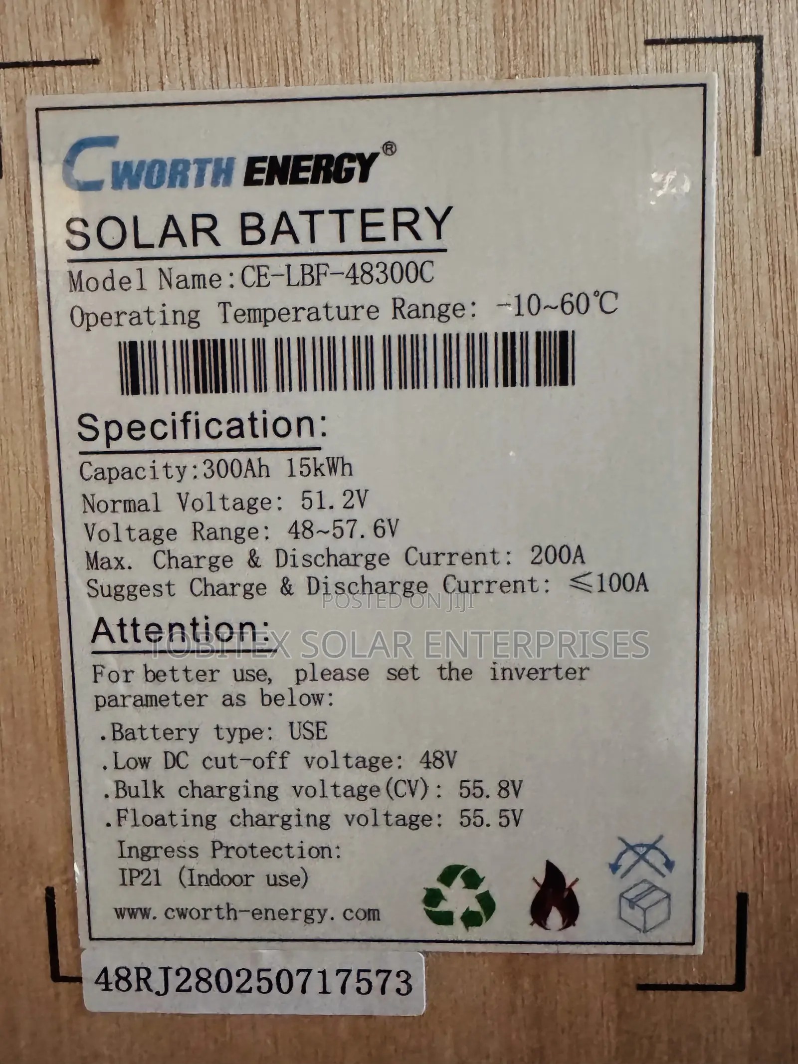 Cworth Energy Lithium Ion 48v 300ah