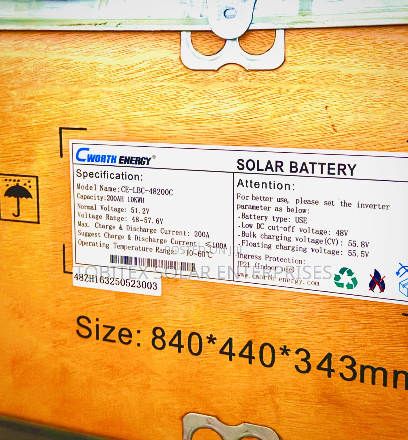Cworth Lithium Ion Batterie’S 10kilowatts System 51.2vols