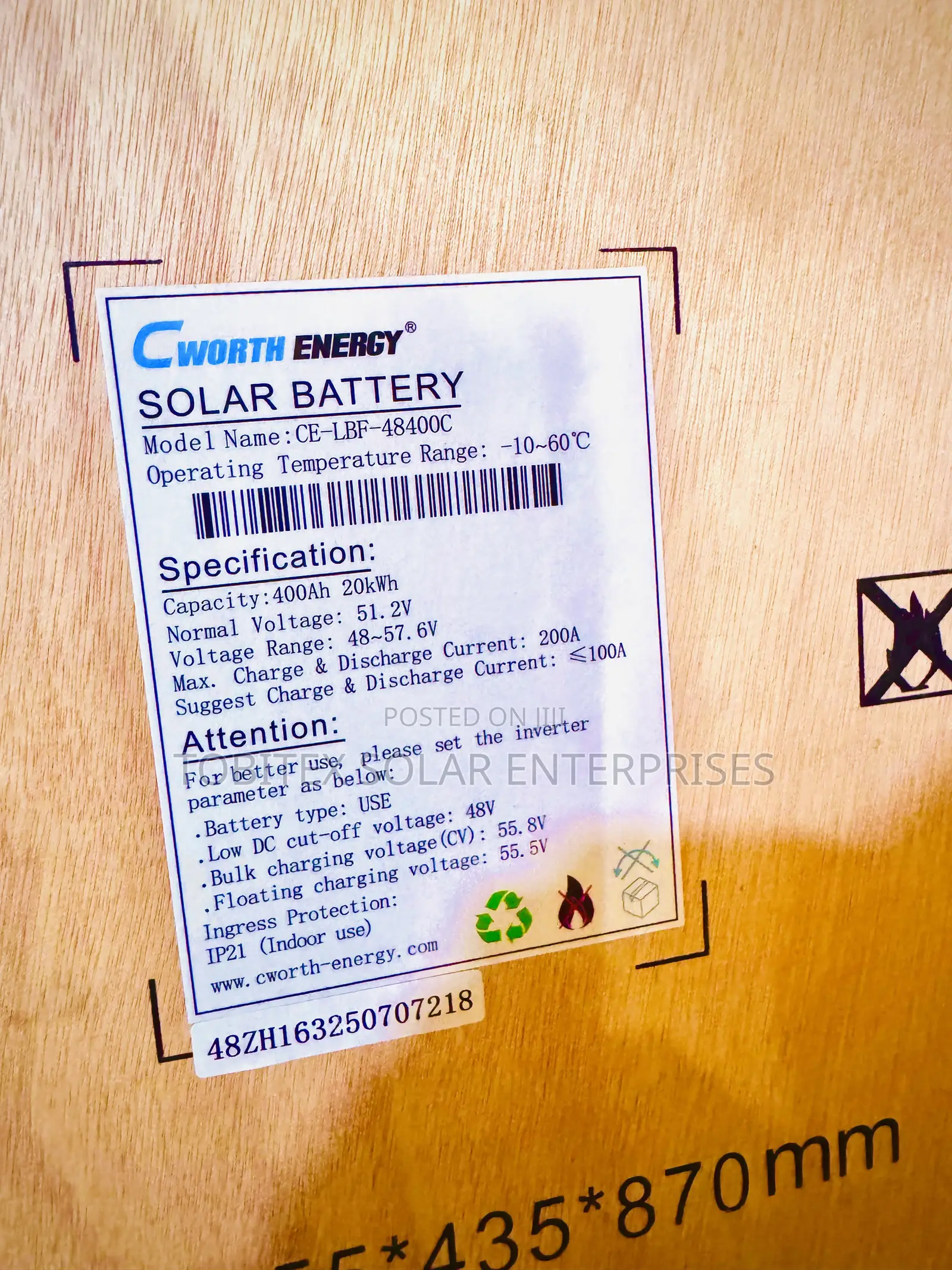 20kwh Cworth Lithium Ion Battery’S 51.2v