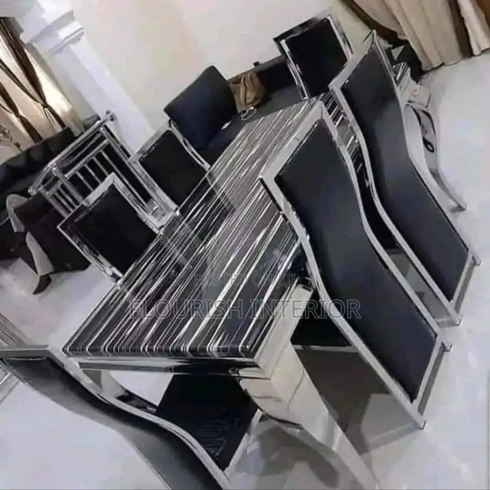 Quality Imported Unique Marble Dining Set by 6.