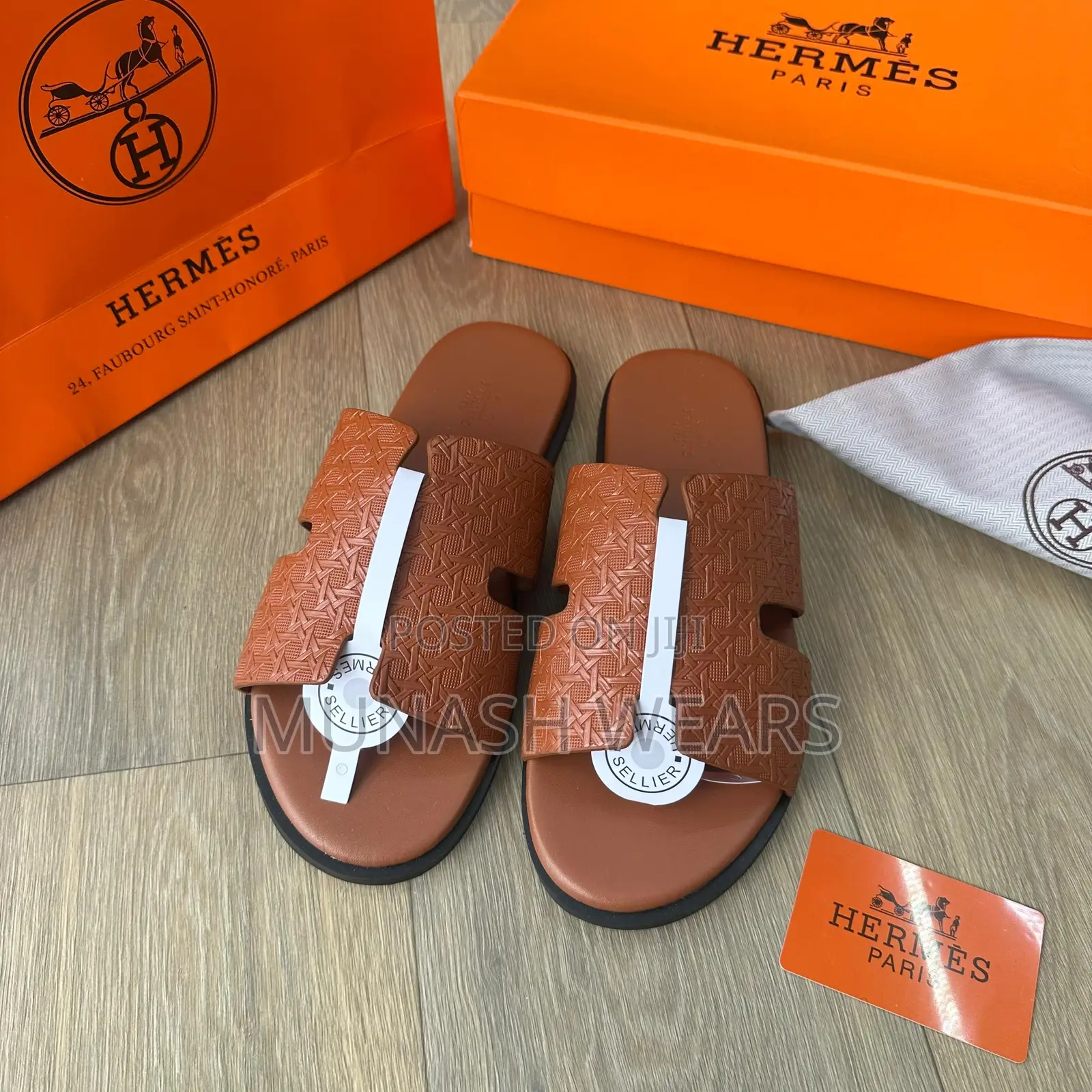 Hermes Skin Leather Design Ash and Brown 40-46