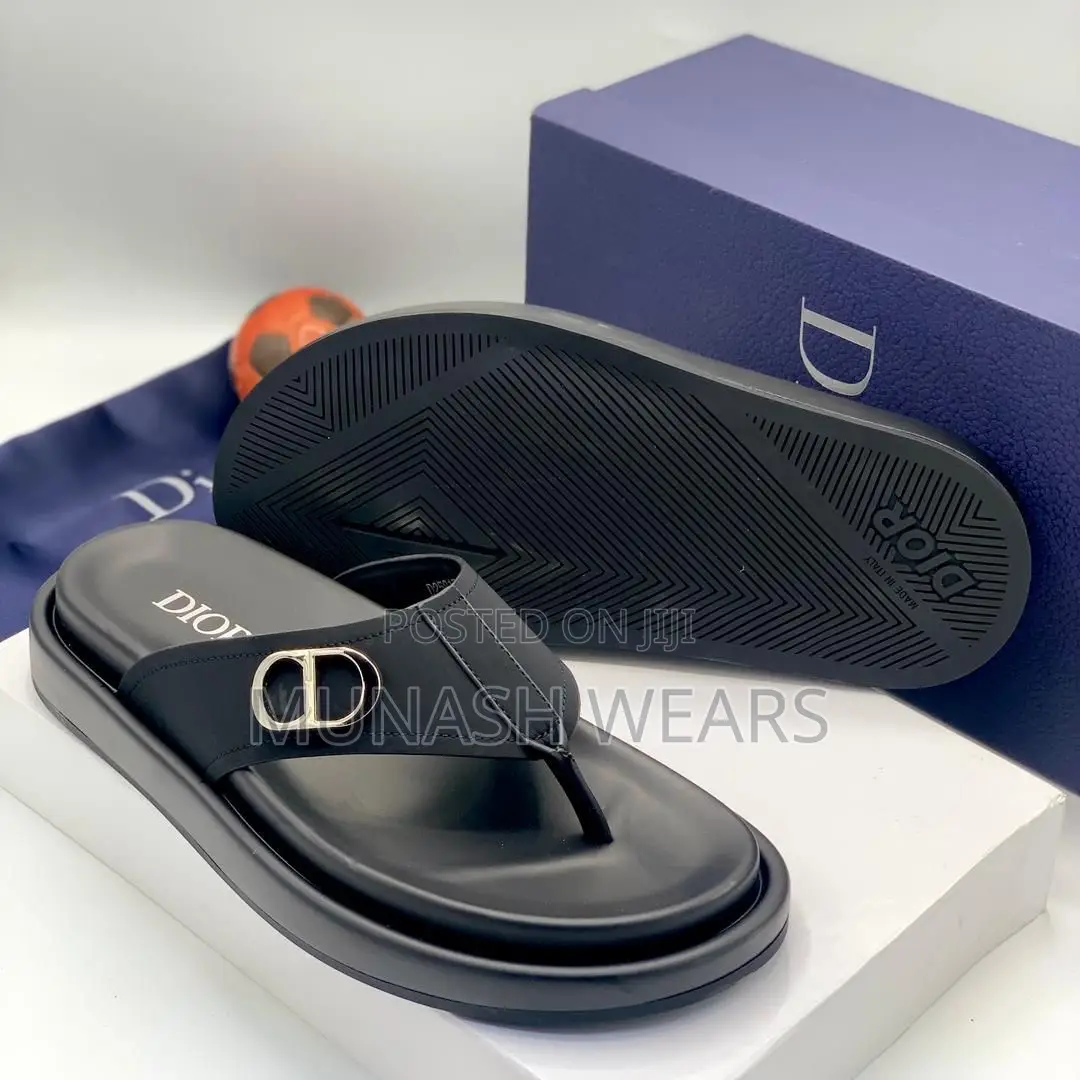 Dior Leather Slipers 40-46,Green and Black