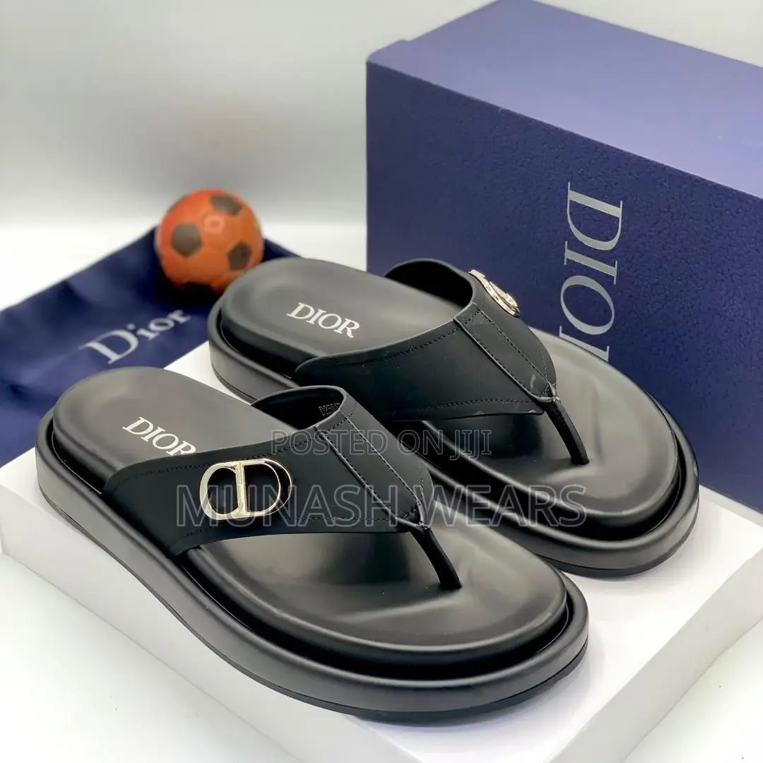 Dior Leather Slipers 40-46,Green and Black