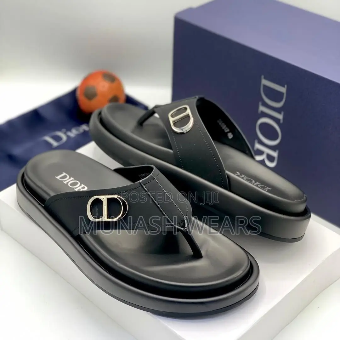 Dior Leather Slipers 40-46,Green and Black