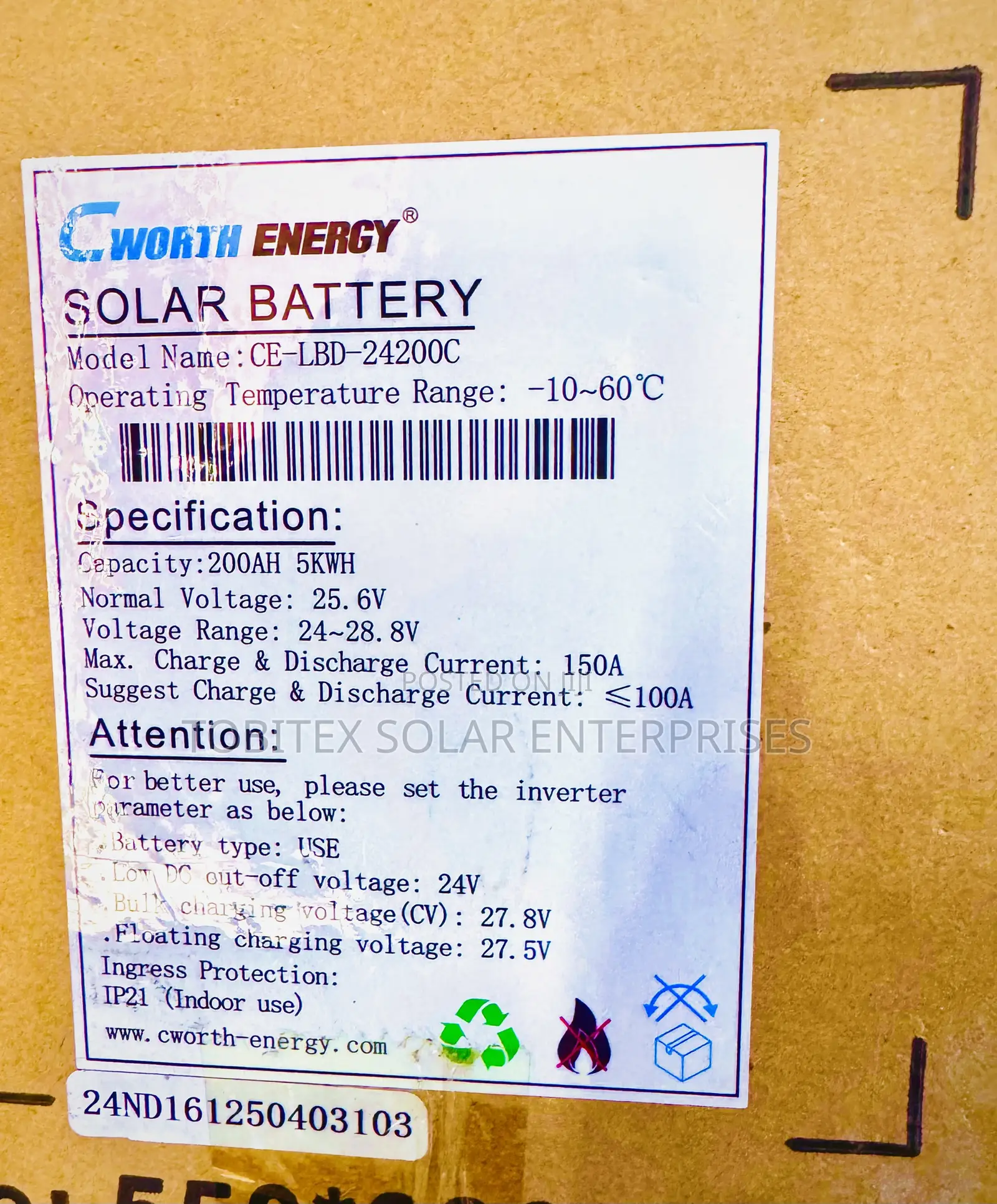 200ah 5kwh Cworth Energy