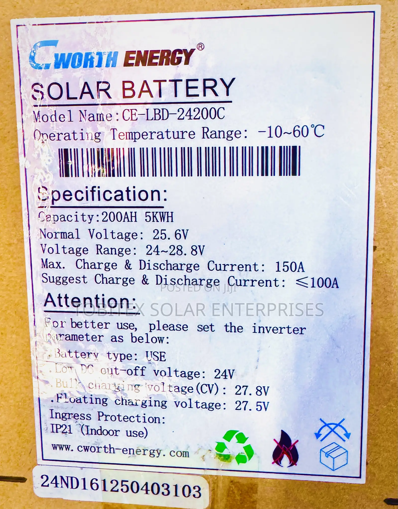 Cworth Lithium Ion Batteries 24200c 5kilowatts