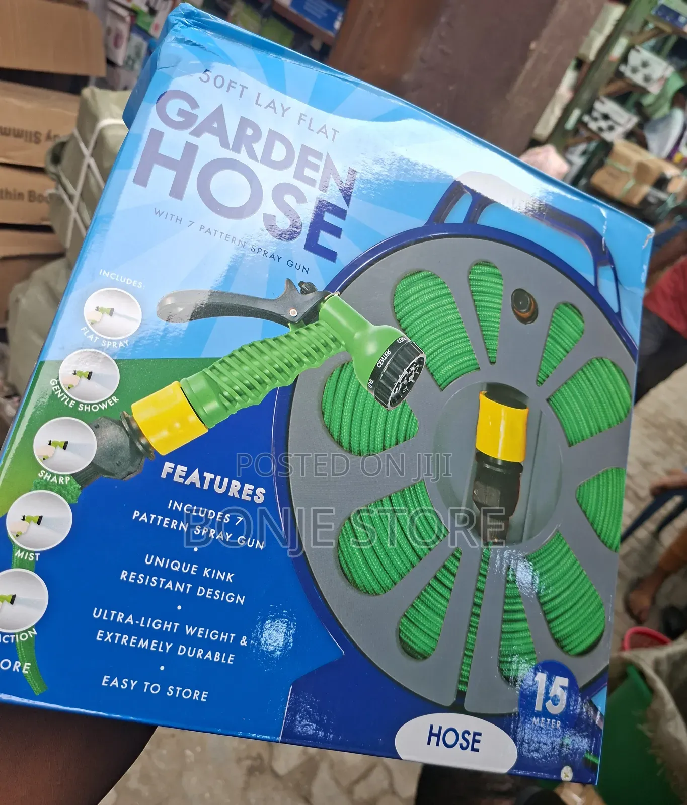Garden Hose With 7 Pattern Spray Gun - 15m Hose