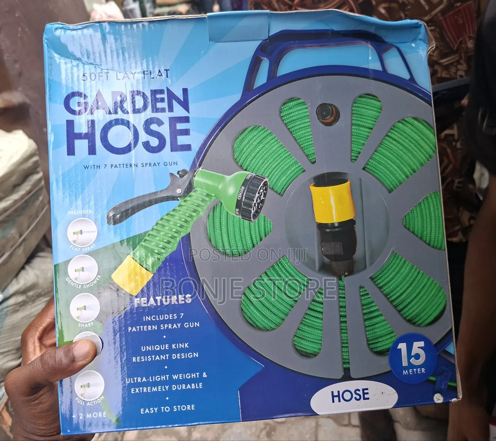 Garden Hose With 7 Pattern Spray Gun - 15m Hose
