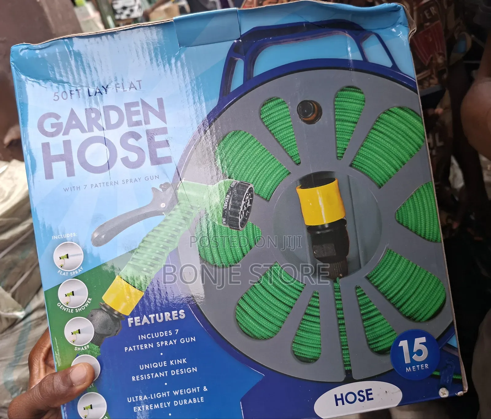 Garden Hose With 7 Pattern Spray Gun - 15m Hose