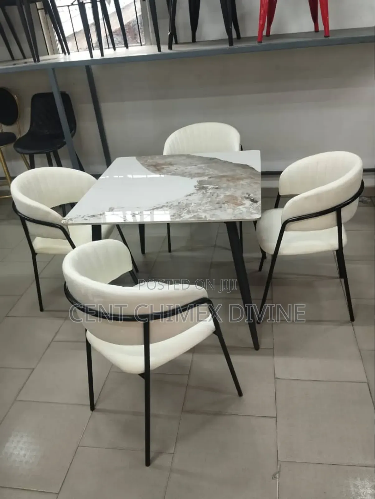 Standard Quality Chair With Square Marble Top Table