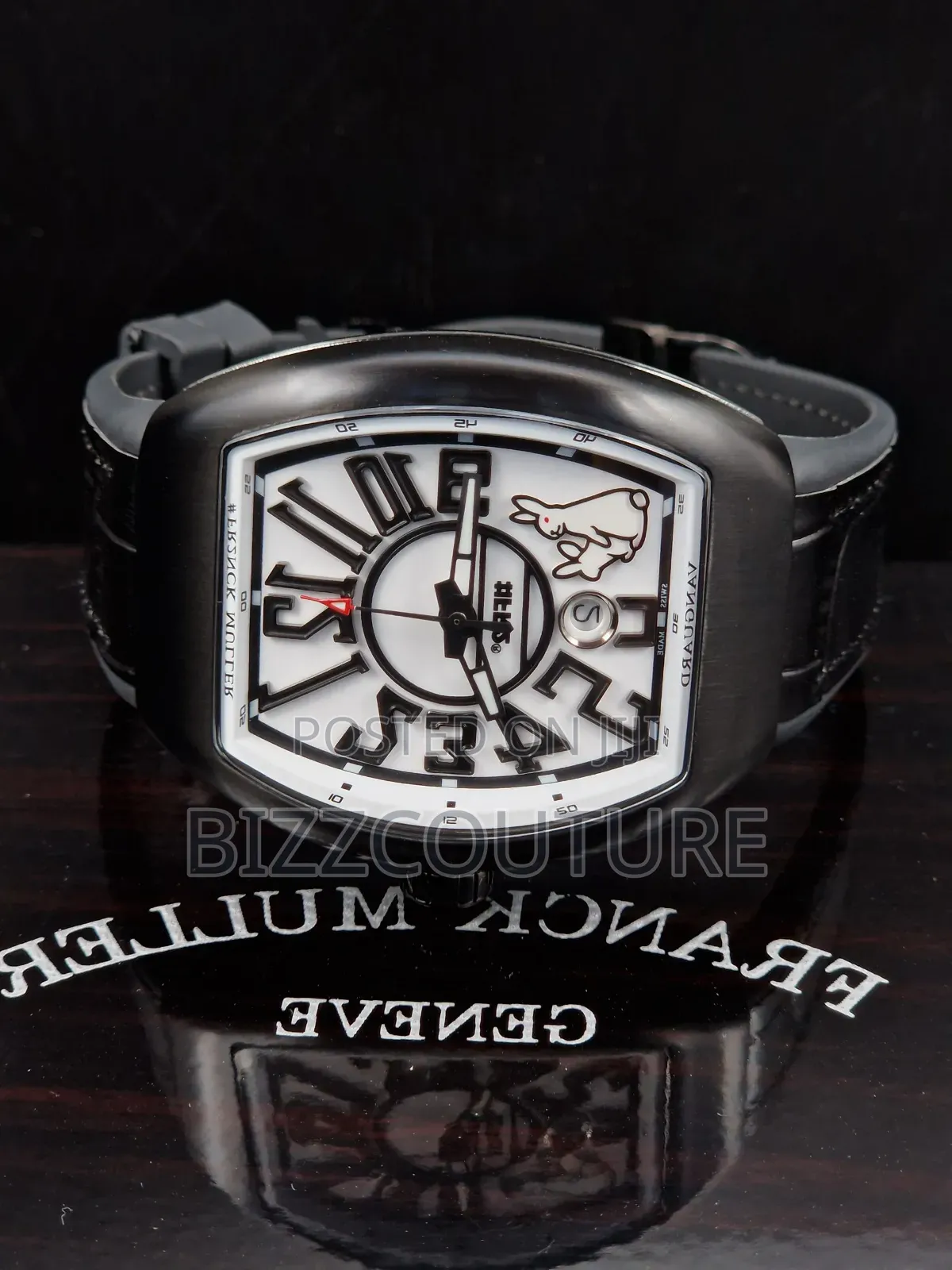Original Franck Muller Black Genuine Leather Calendar Quartz Watch