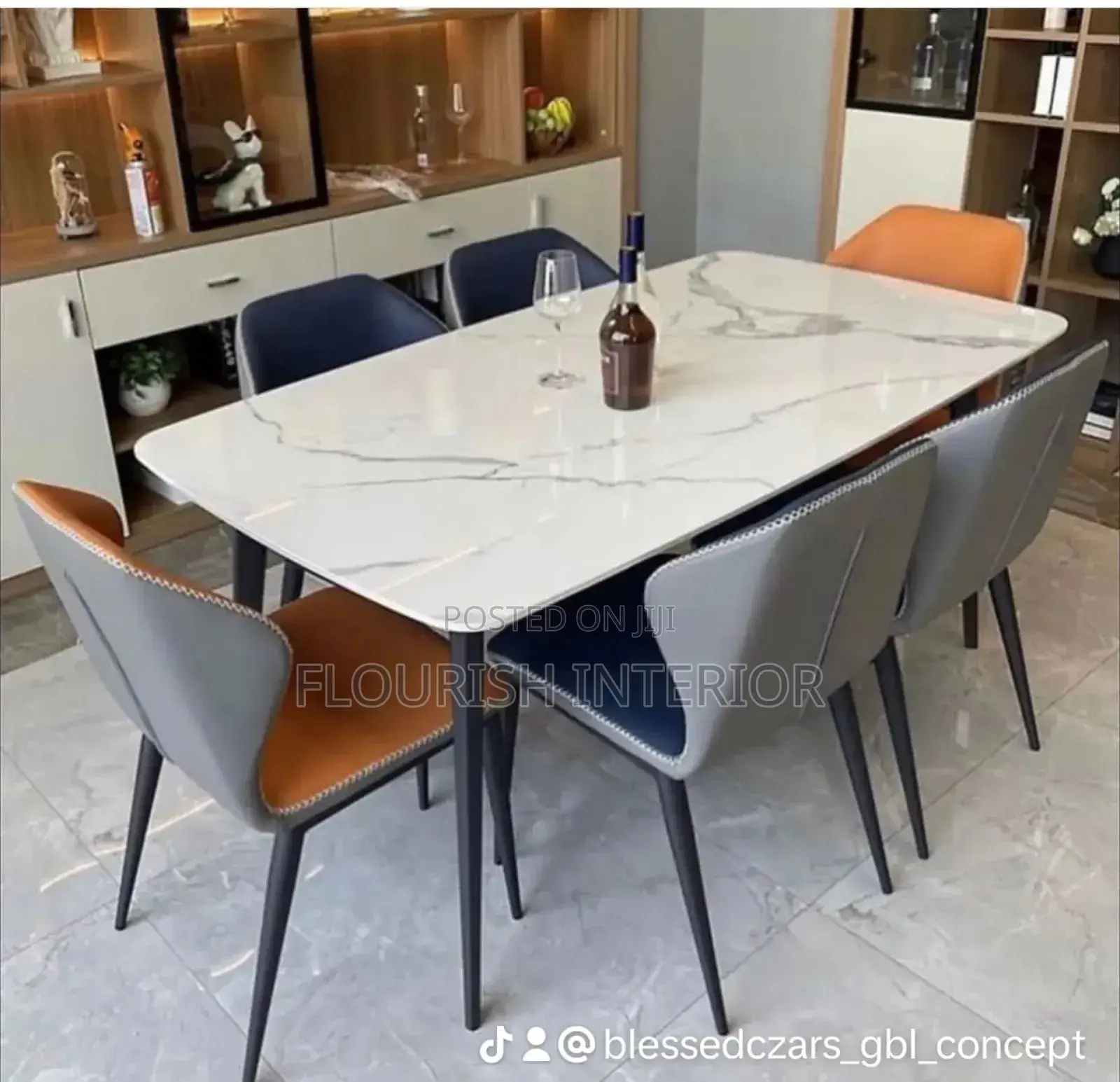 Exquisite Design Quality Imported Marble Dining by 6.