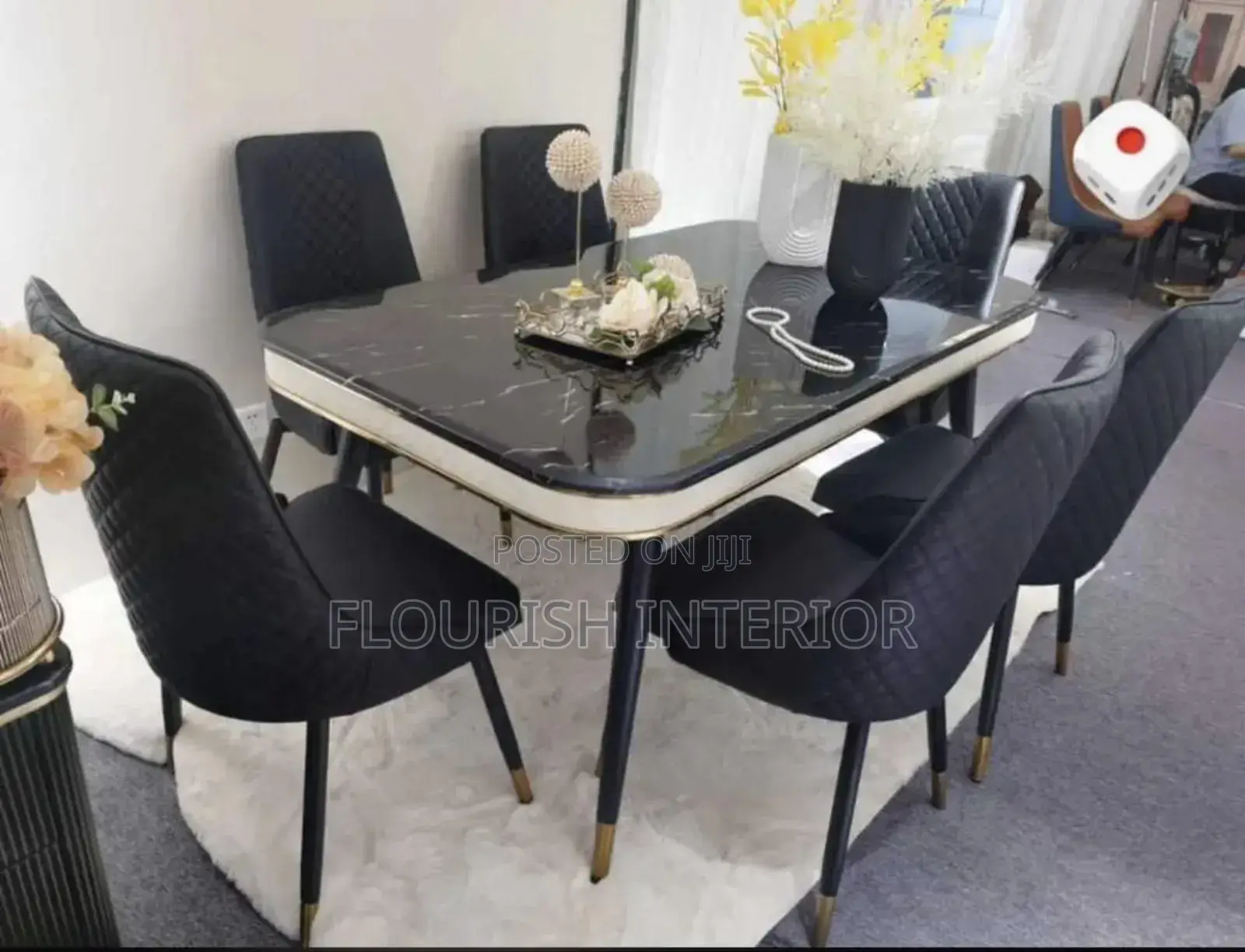 Imported Quality Classic Marble Dining Set by 6.