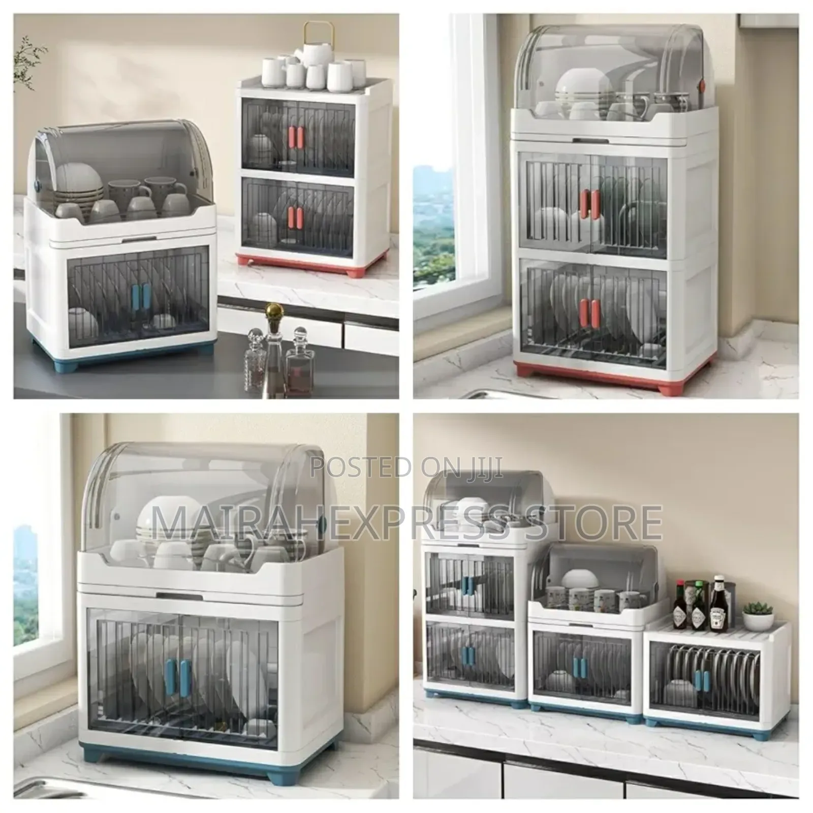 1/2/3 Layers Kitchen Dish Cabinet With Cover Drying Drain Rock..