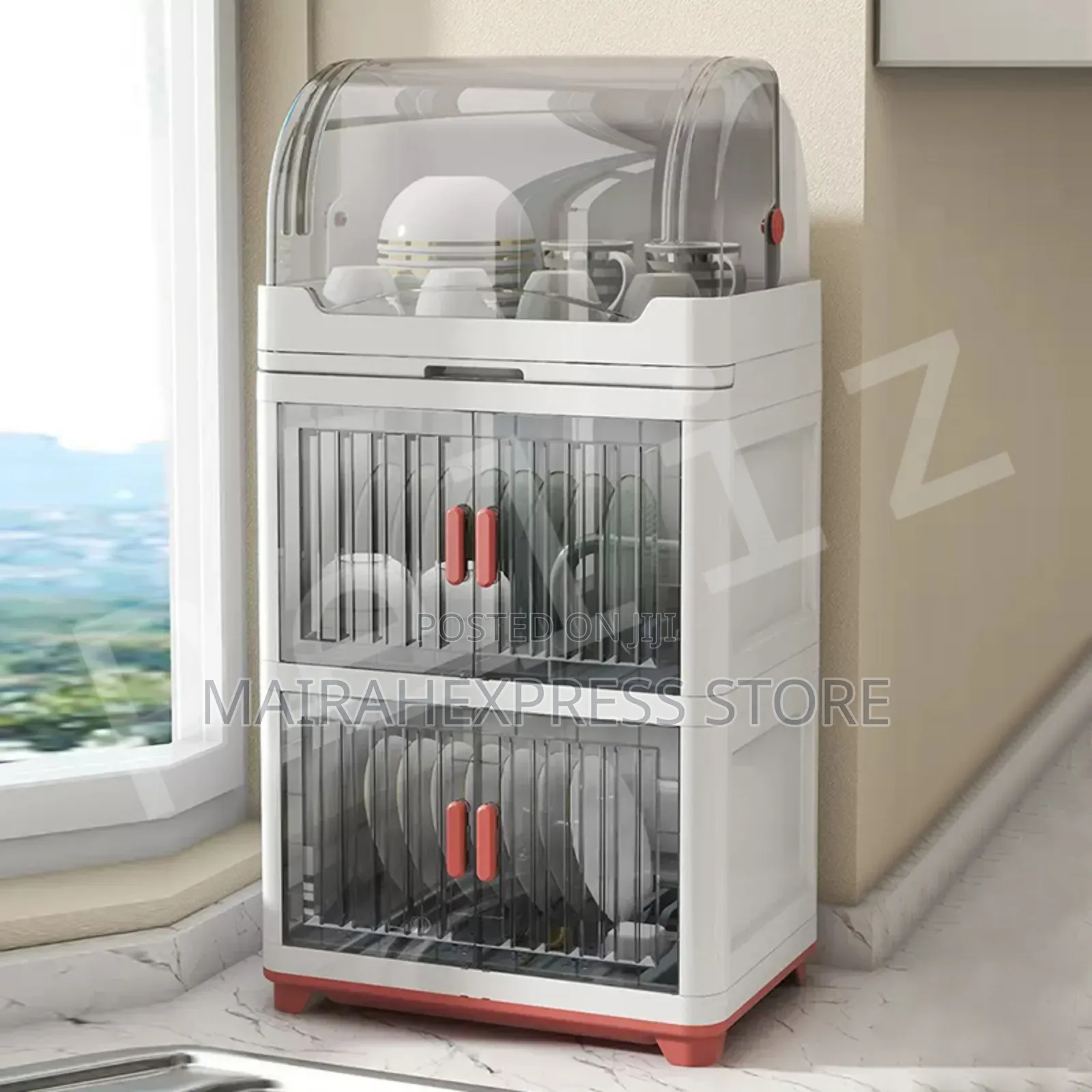 1/2/3 Layers Kitchen Dish Cabinet With Cover Drying Drain Rock..