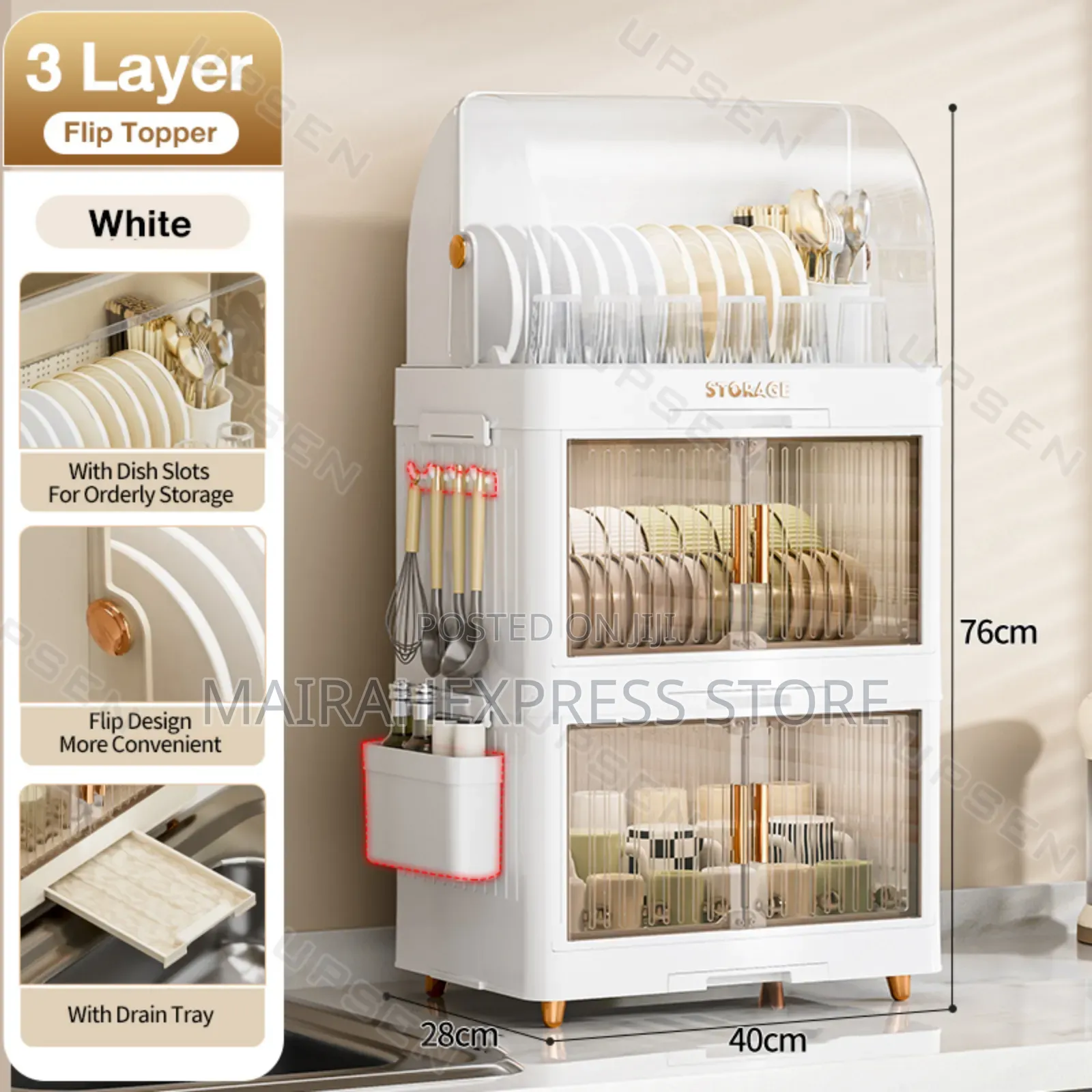 1/2/3 Layers Kitchen Dish Cabinet With Cover Drying Drain Rock..