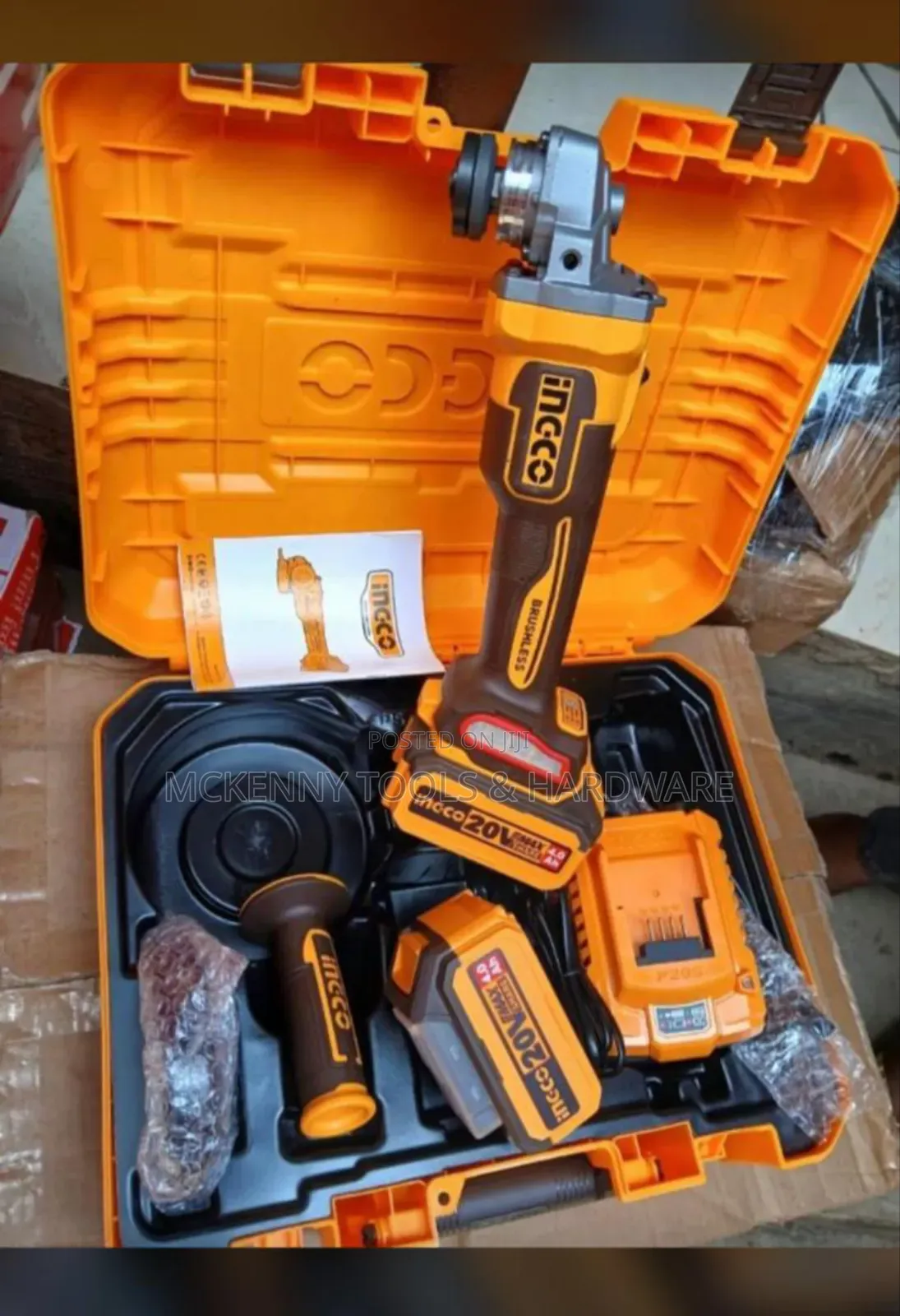 Ingco 20v Brushless Cordless Angle Grinder Kit. One Big Battery