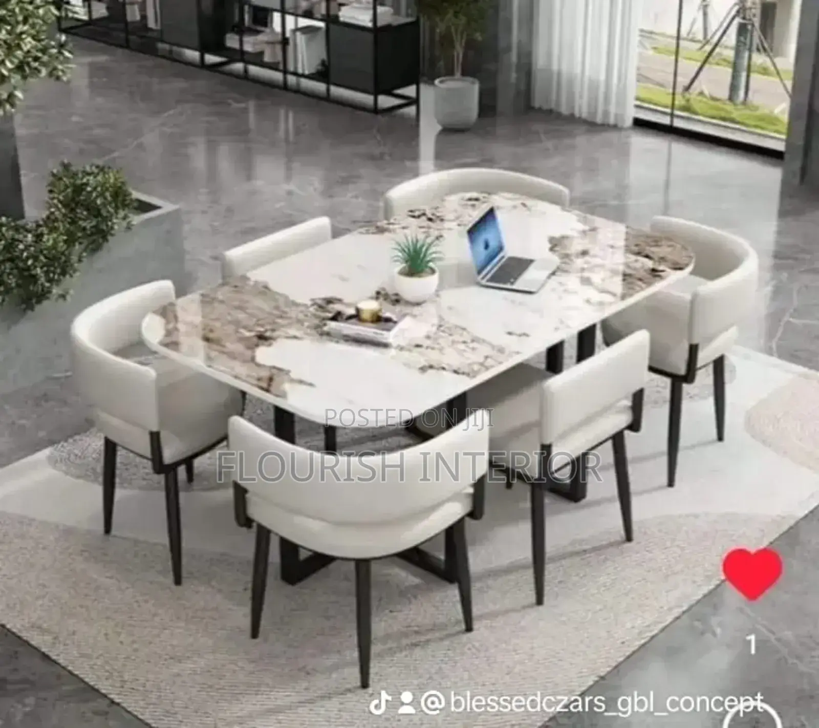 Unique Luxury Marble Quality Imported Dining Set by 6.