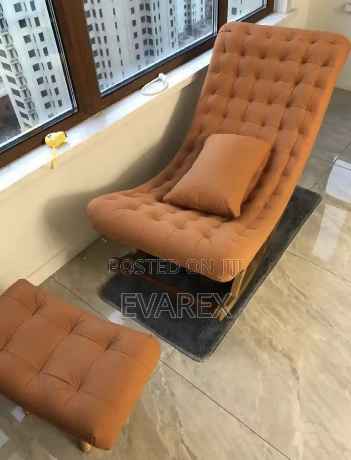 Luxury Relaxing Rocking Chair With Leg Rest, Beige