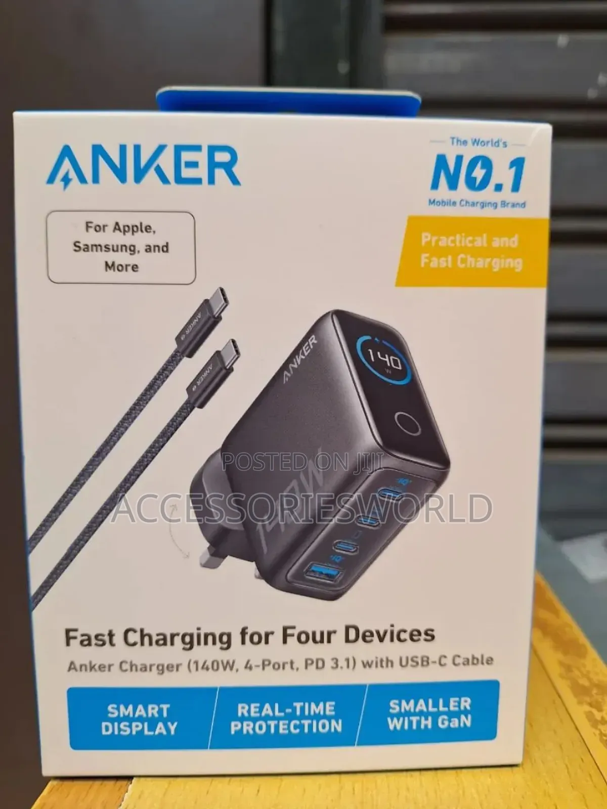 Anker 140w 4-Port Foldable Pd 3.1 Usb-C Gan Charger