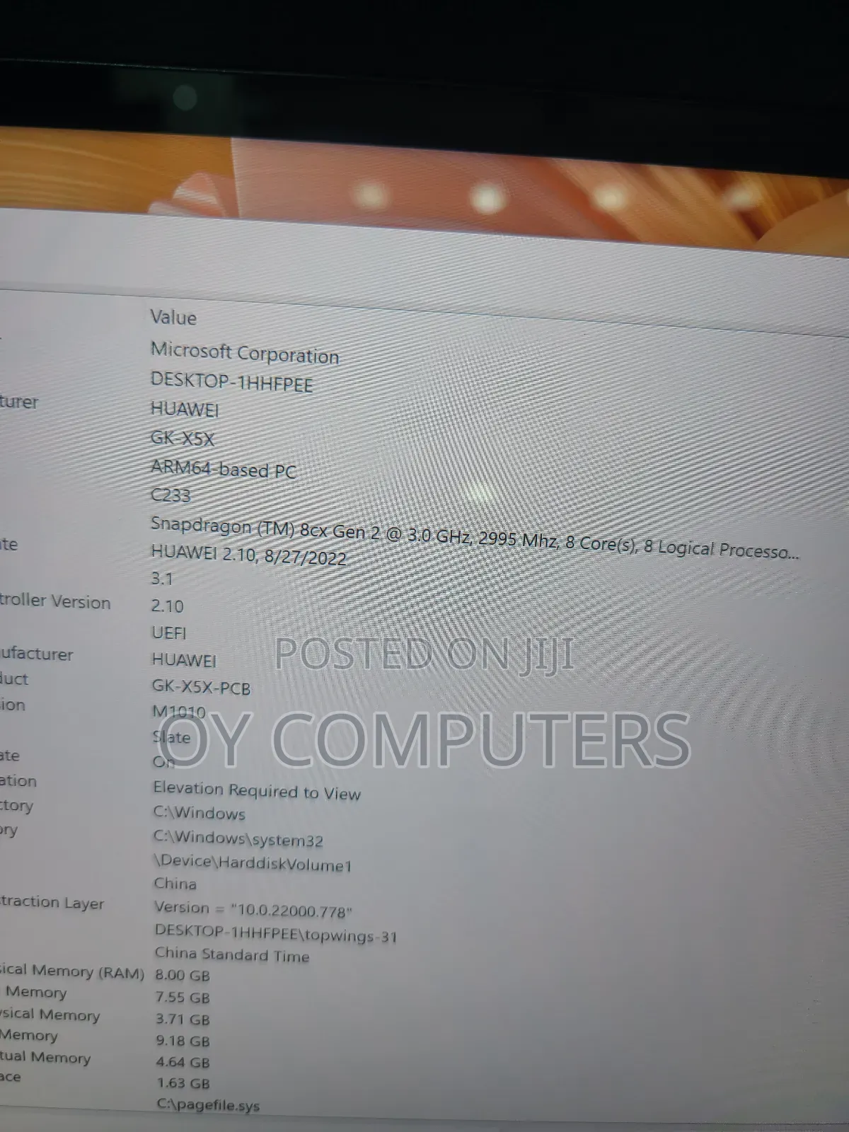 Laptop Huawei MateBook X Pro 8GB Qualcomm Snapdragon X Plus SSD 128GB