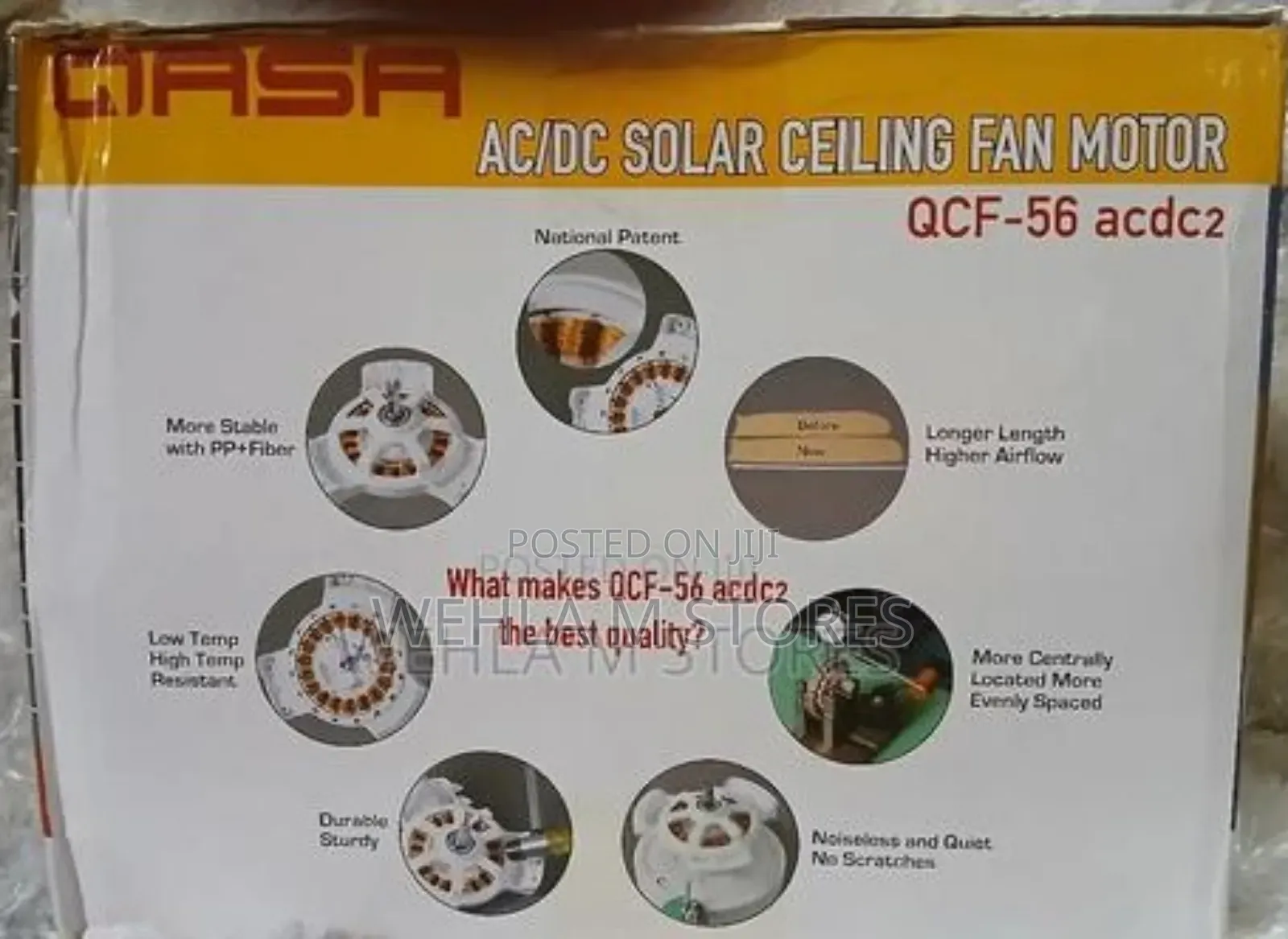 Qasa 56'' Ac/Dc Solar Ceiling Fan QCF-56acdc2