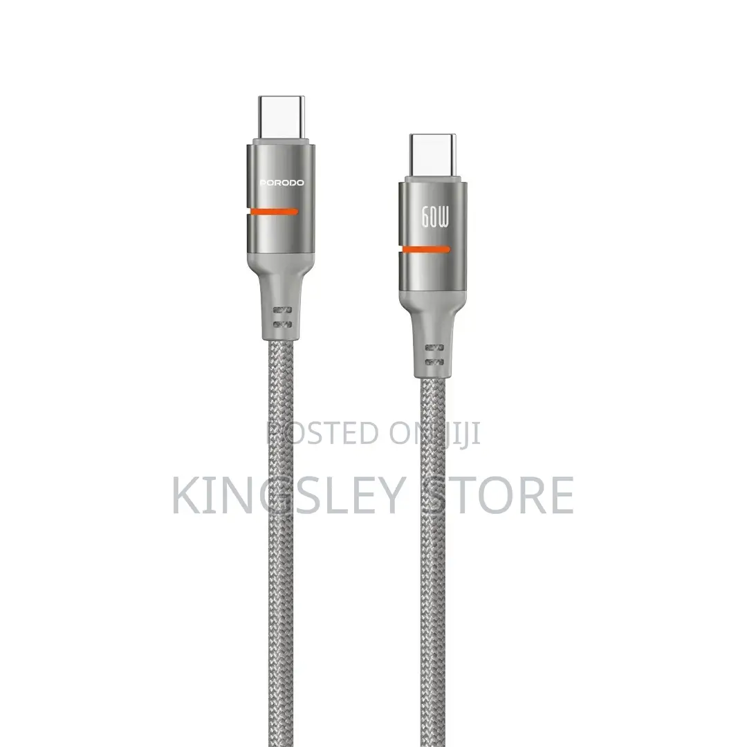 Porodo Usb-c To Usb-c Led Light Cable 60w 3mitters - Grey
