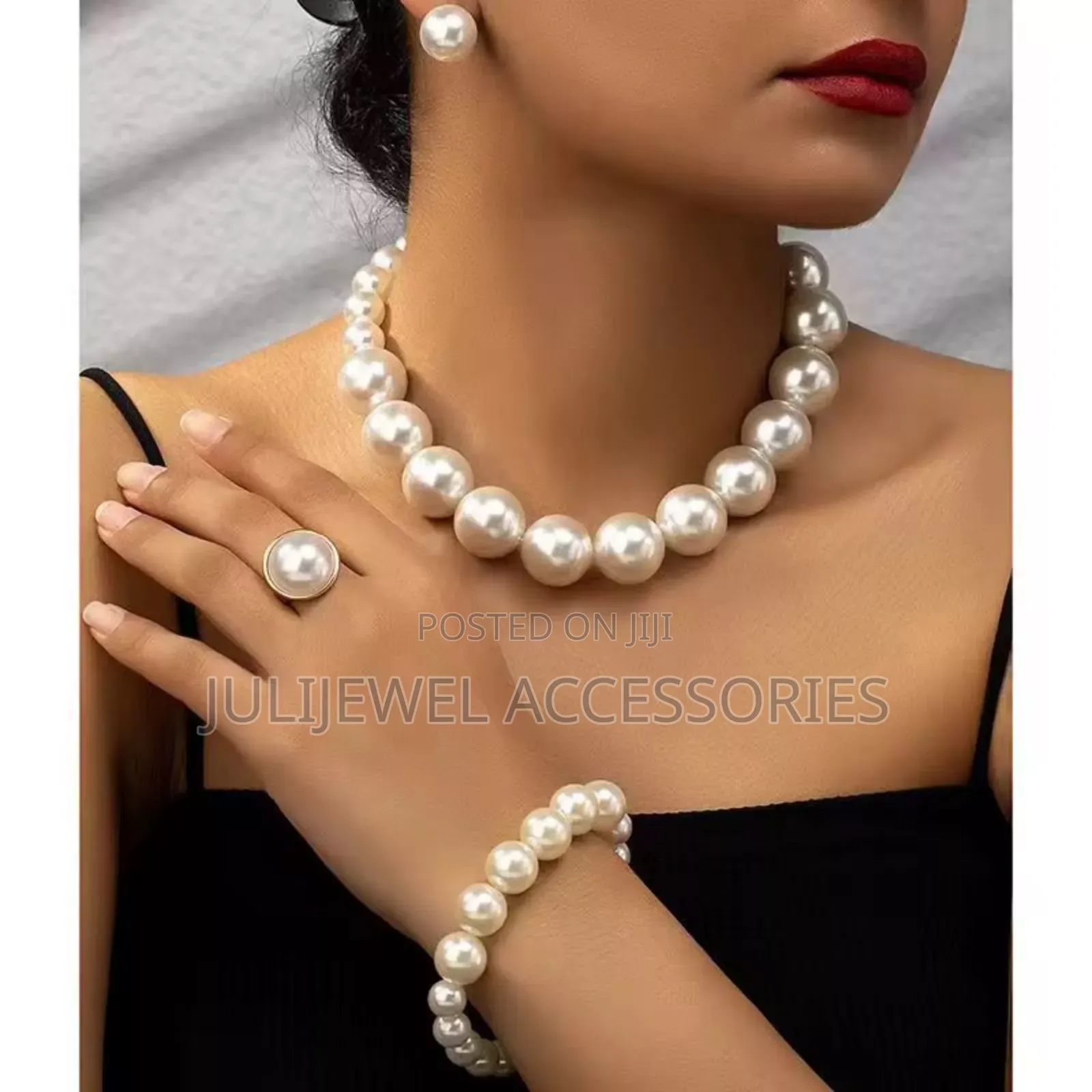 Stock Ladies Earrings, Necklace, Ring With Bangle Beaded