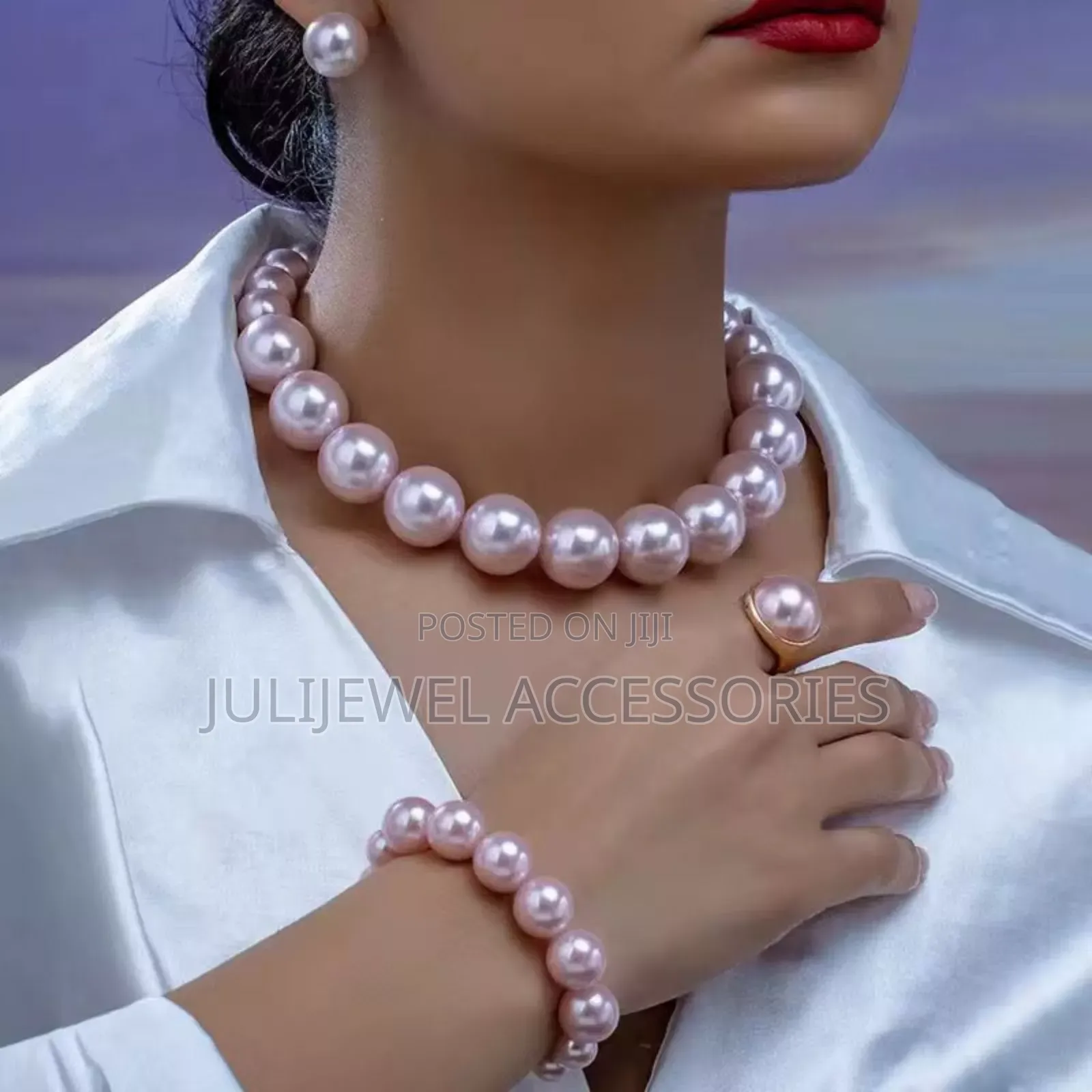 Stock Ladies Earrings, Necklace, Ring With Bangle Beaded
