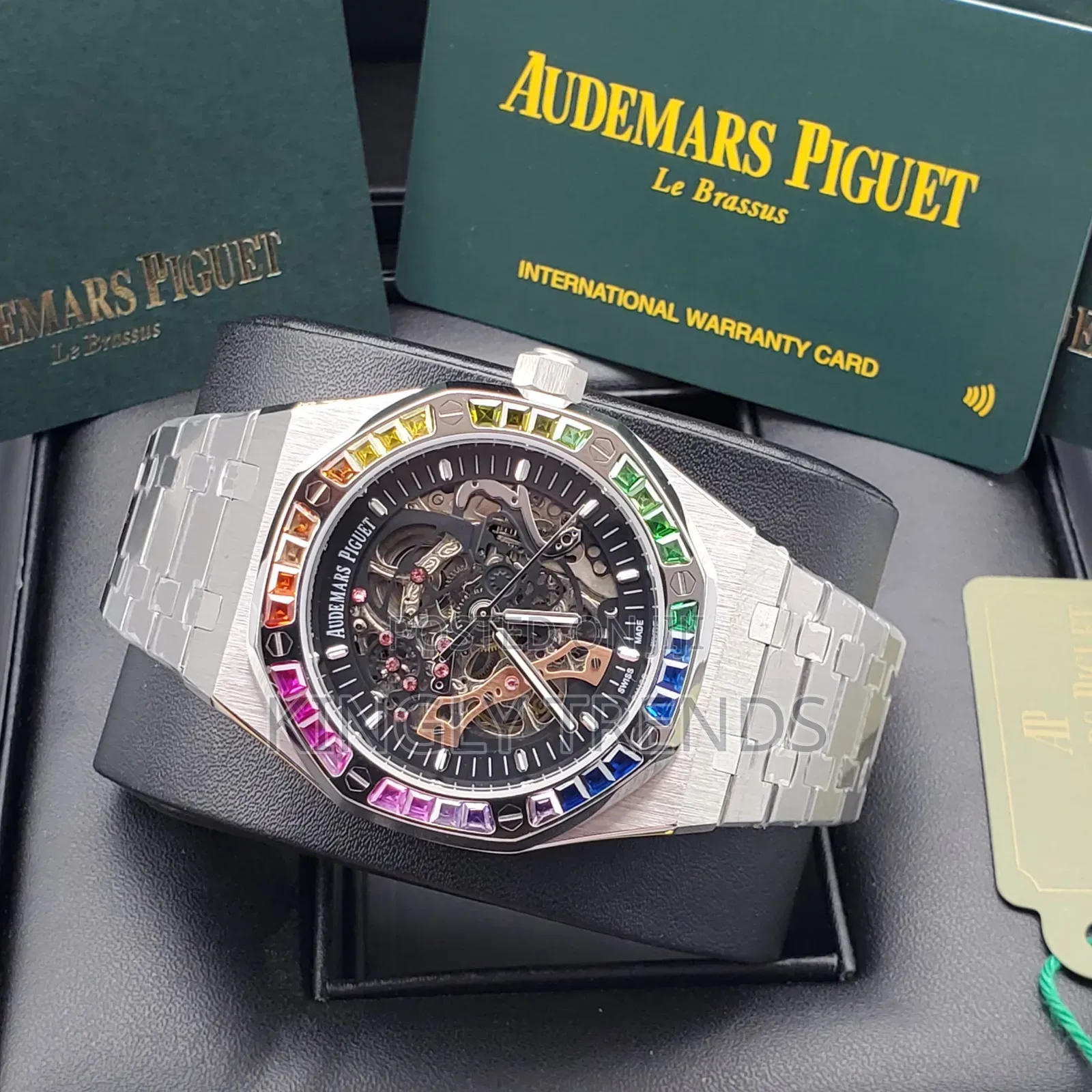 Rainbow Audemars Piquet Silver Skeleton Automatic Wristwatch