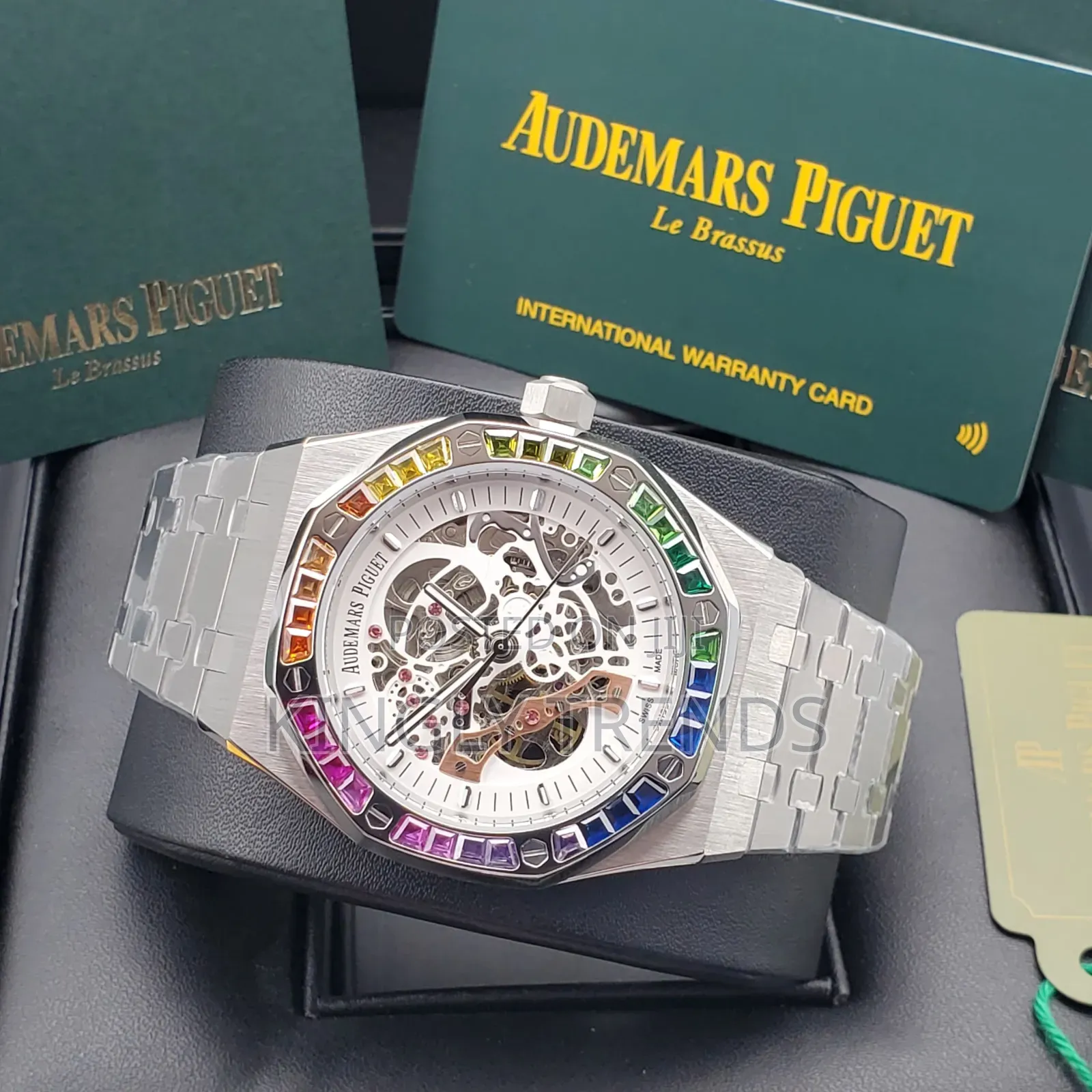 Rainbow Audemars Piquet Silver Skeleton Automatic Wristwatch