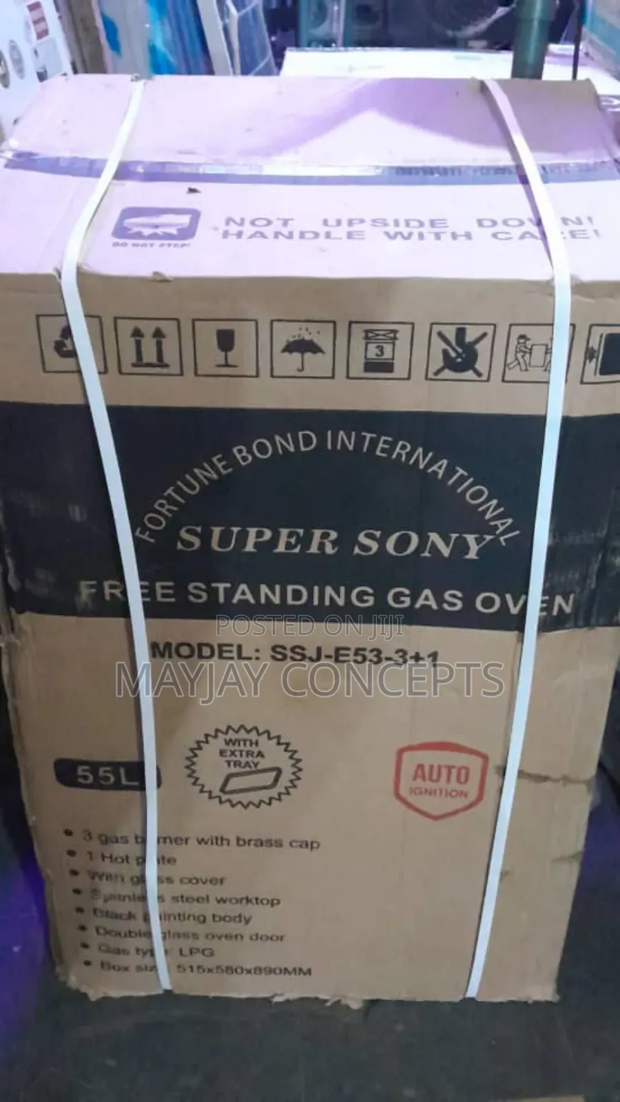 Supersony Standing Gas-3 Burners+1 Electric Hotplate and 55l Oven
