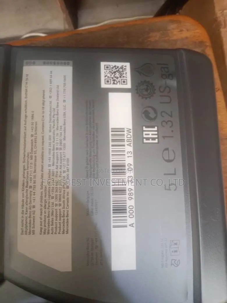 Mercedes Benz Genuine Engine Oil For All From 2012, 2013, 2014, Up