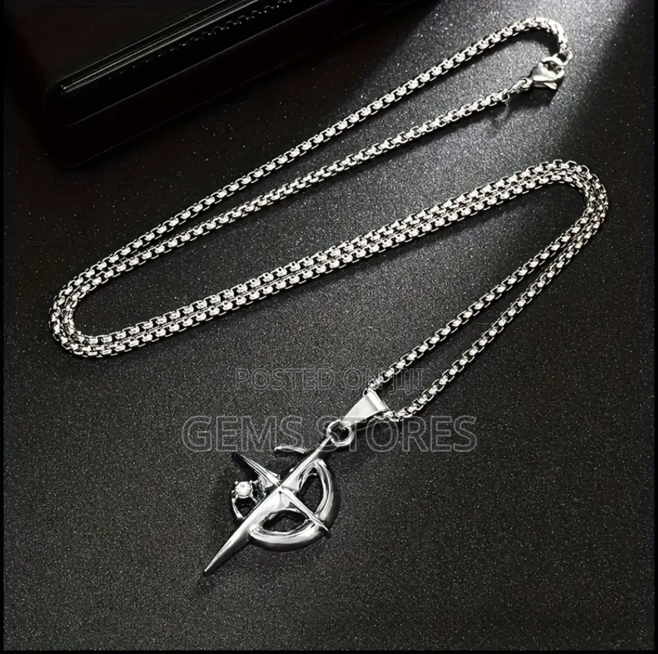 Stylish Silver Compass and Cross Necklace