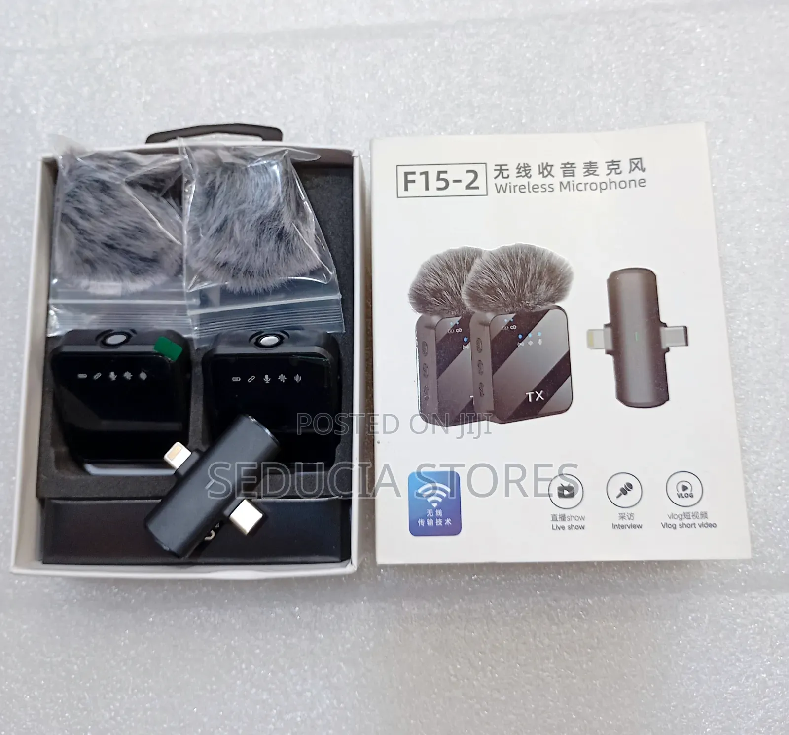 F15 Double Wireless Lapel Microphone (3in1) for Android and iPhone