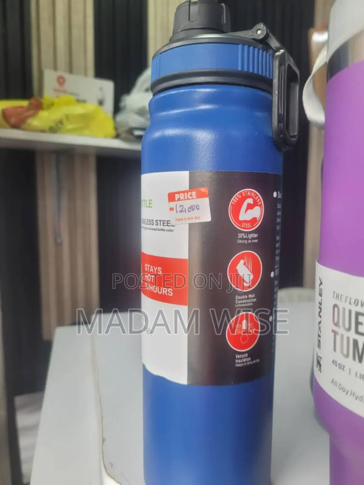 Vacuum Water Bottle. Double Largemouth. Unbreakable. High Quality