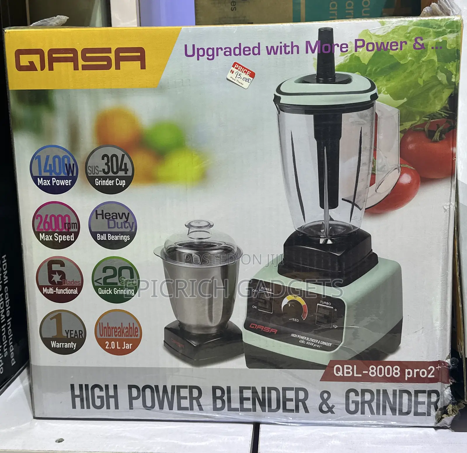 Qasa Industrial High Power Blender Grinder