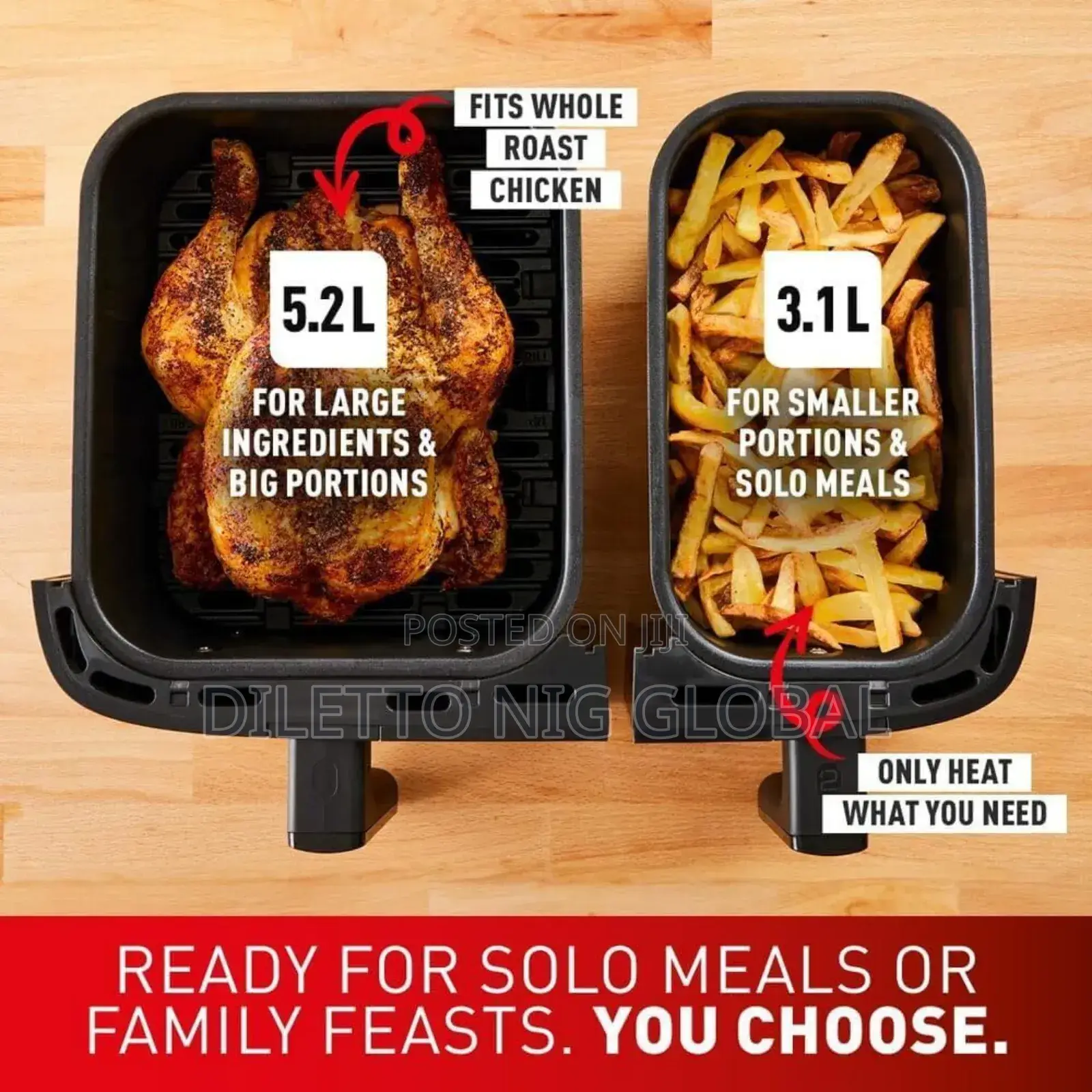 Tefal Easy Fry Dual Zone Digital Air Fryer, 2 Drawers, 8.3l, 8in1