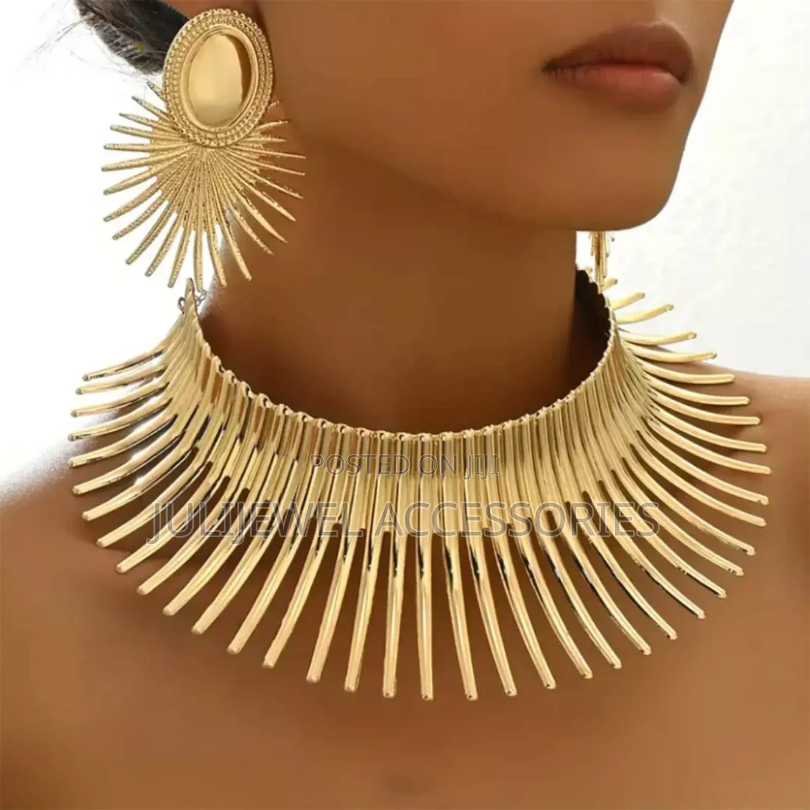 African Collar Choker Necklace and Earrings for Ladies Culture