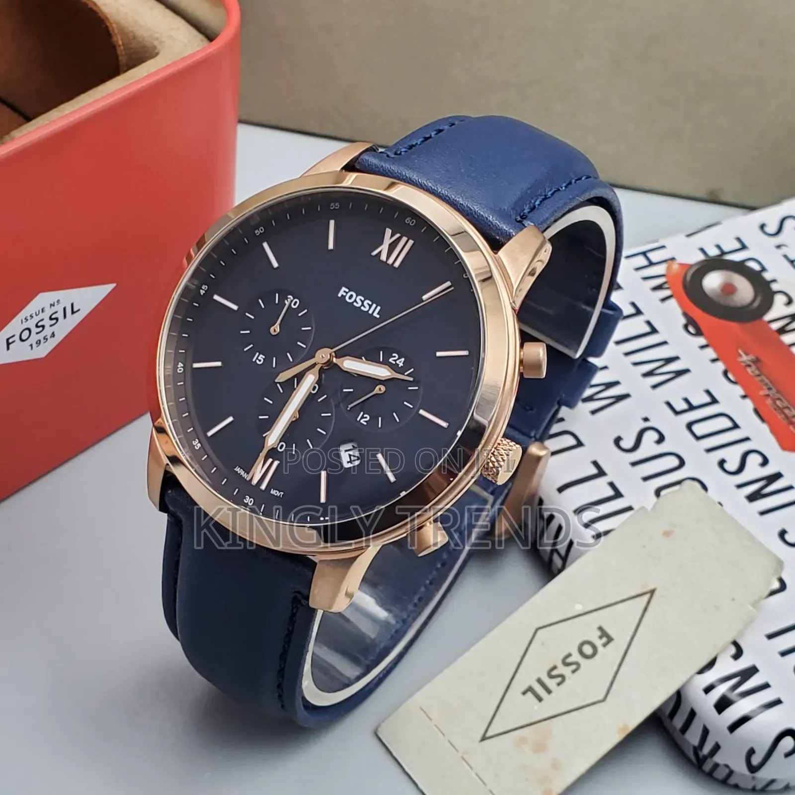 Fossil Leather Wright Wristwatch