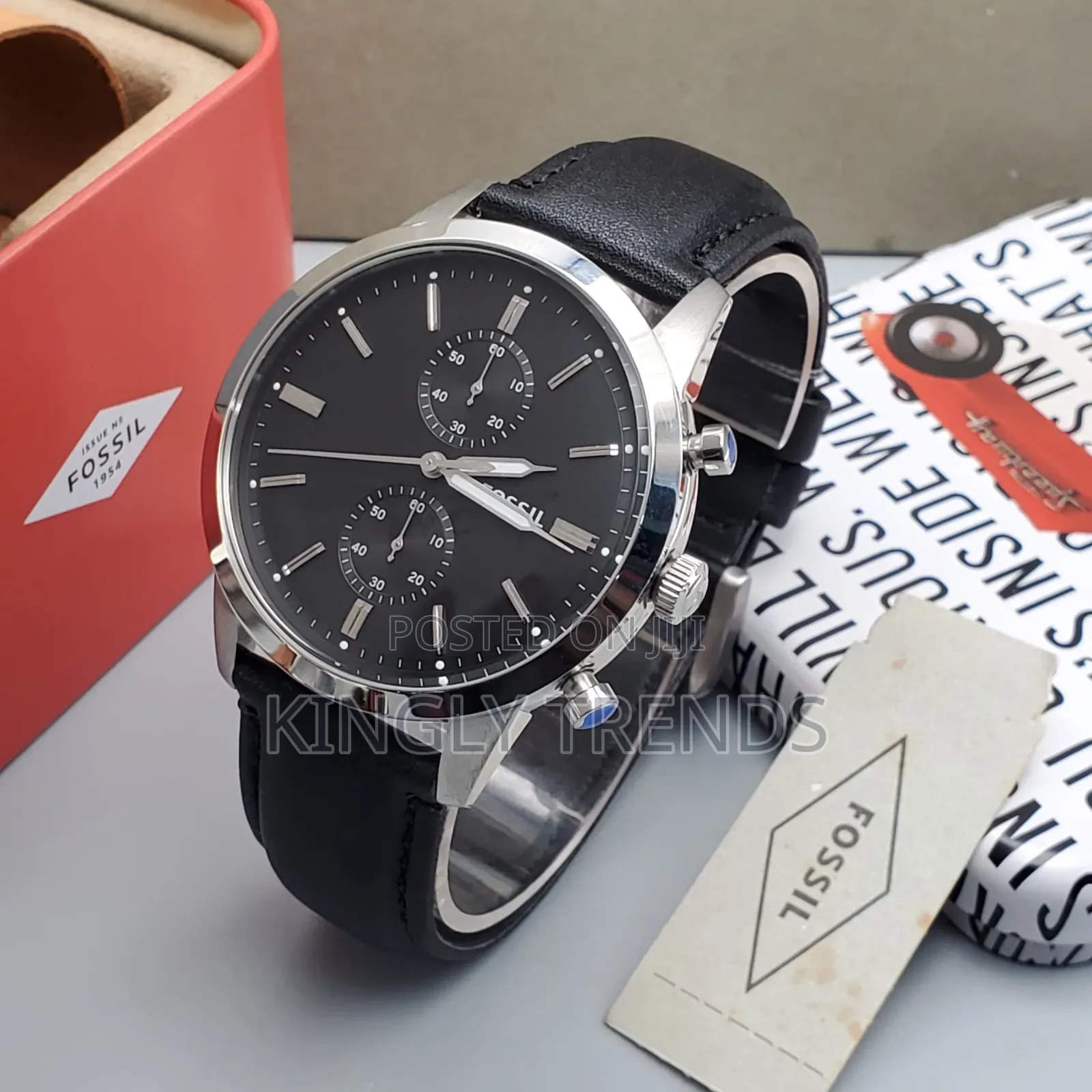 Fossil Leather Wright Wristwatch
