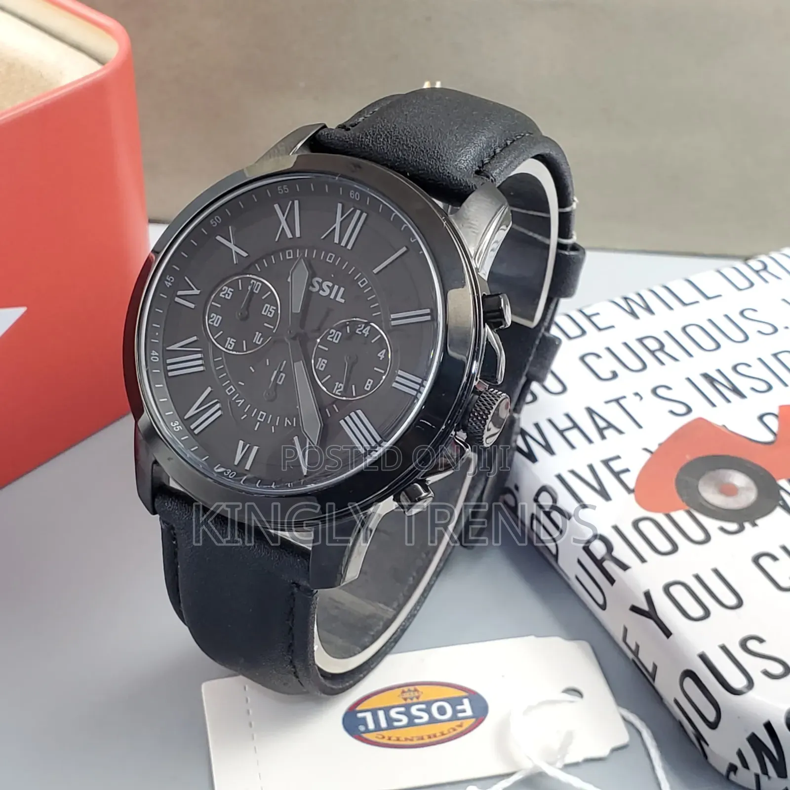 Fossil Leather Wright Wristwatch