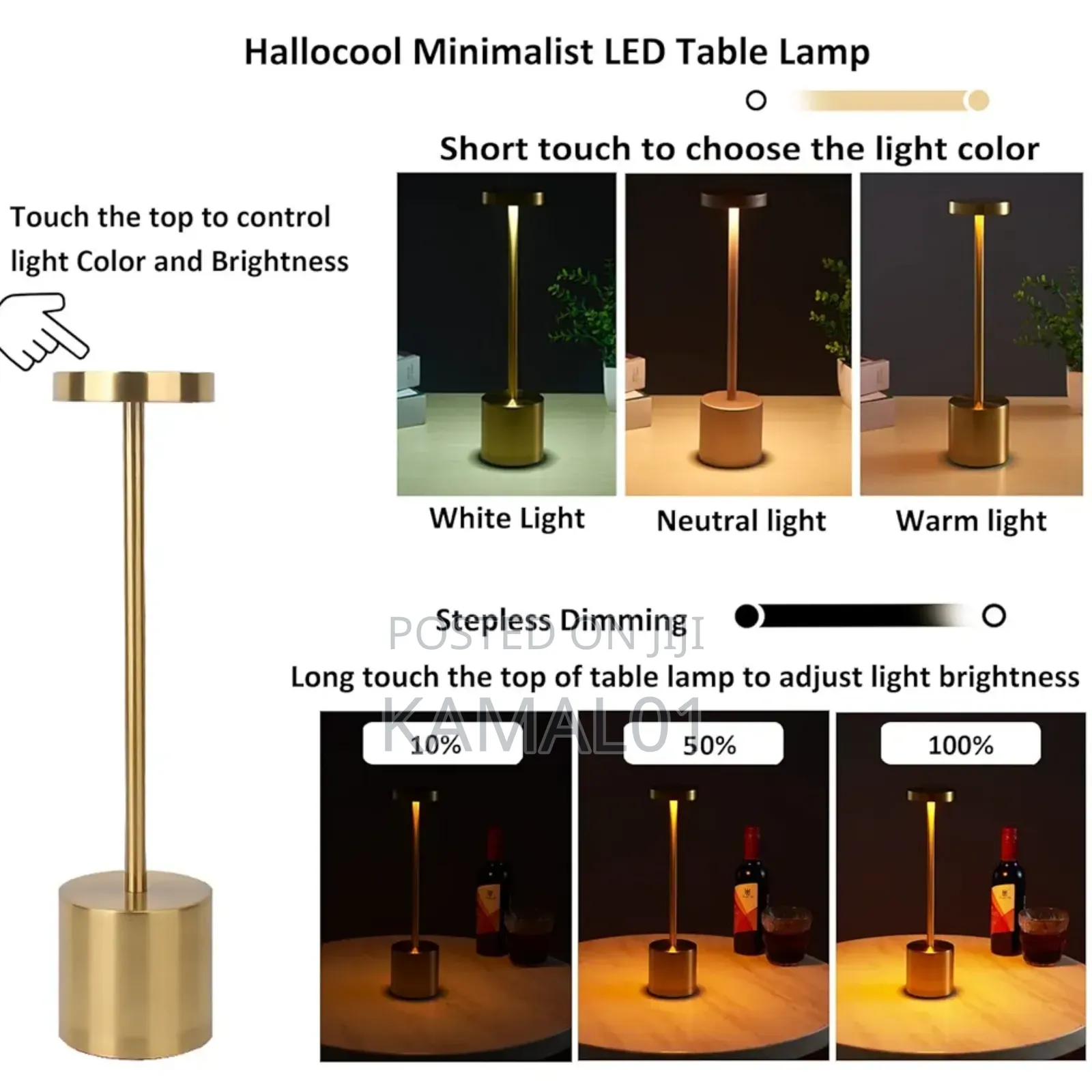 Cordless Led Table Lamp With Touch Sensor,Dining Table Lamp